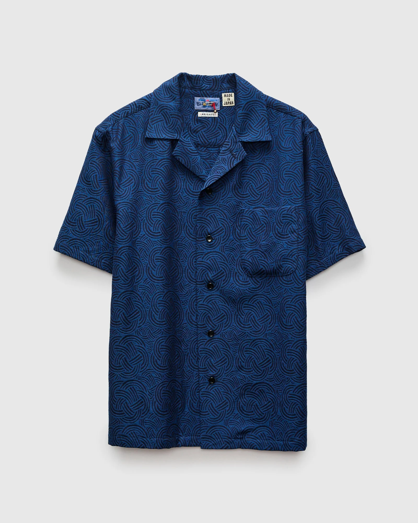 "Mizuhiki Knot" Aloha Shirt in Indigo - 1