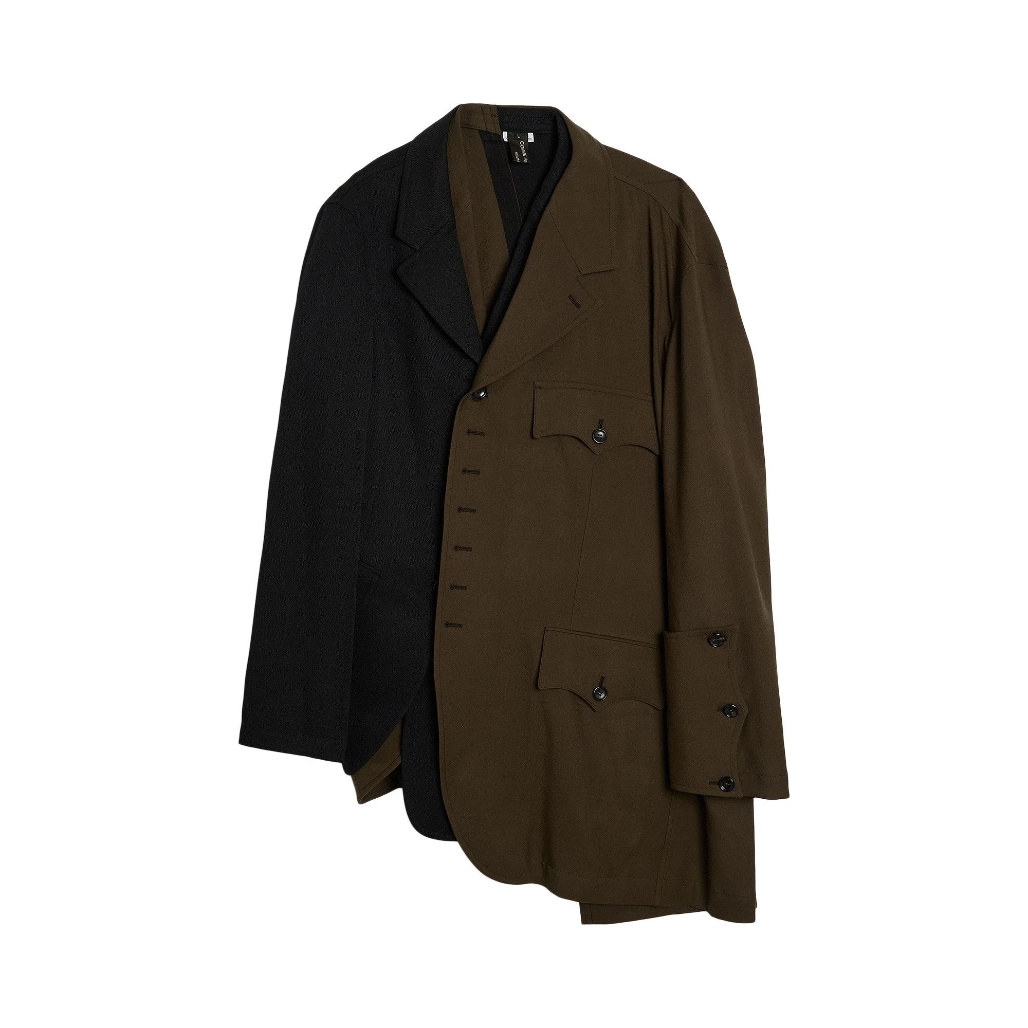 Comme des Garçons Homme Plus Polyester Gabardine x Wool Cloth Jacket 'Black/Khaki' - 1