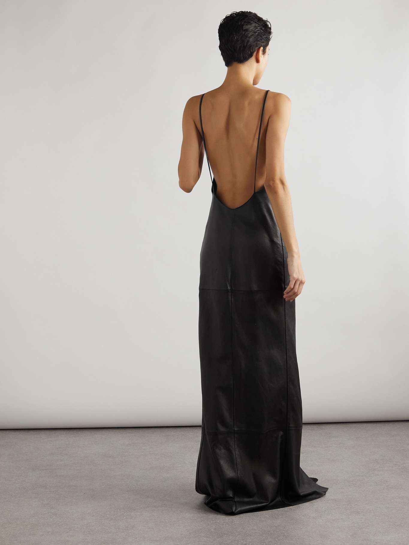 Paneled leather gown - 3