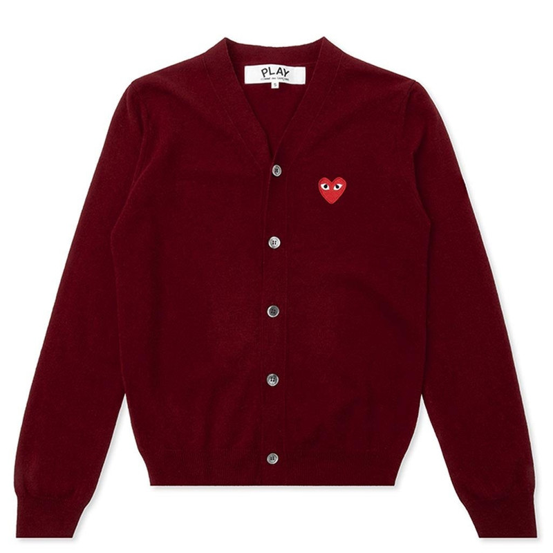 COMME DES GARCONS PLAY KNIT CARDIGAN RED HEART - BURGUNDY - 1