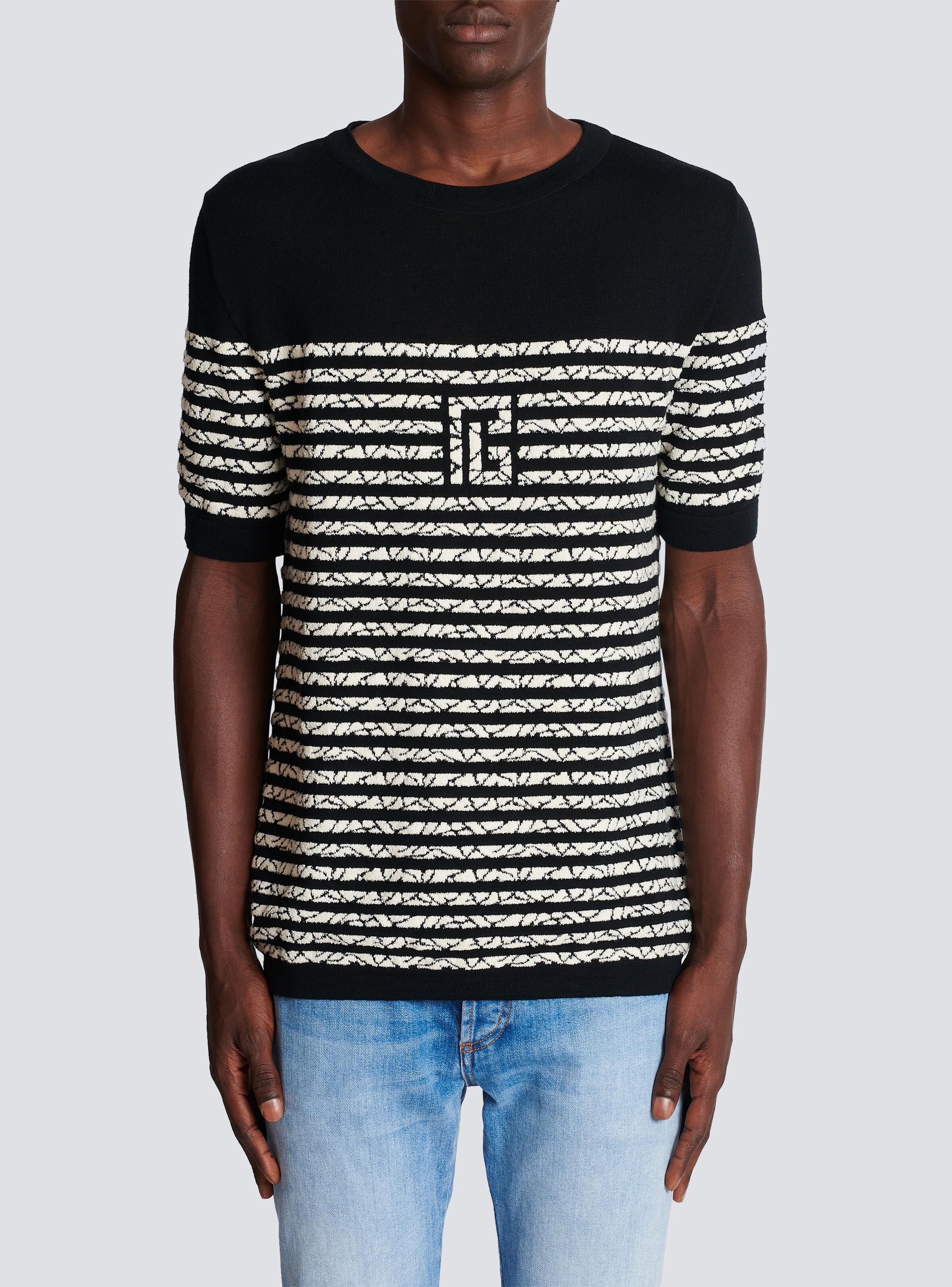 Wool T-shirt with marbled stripes - 5