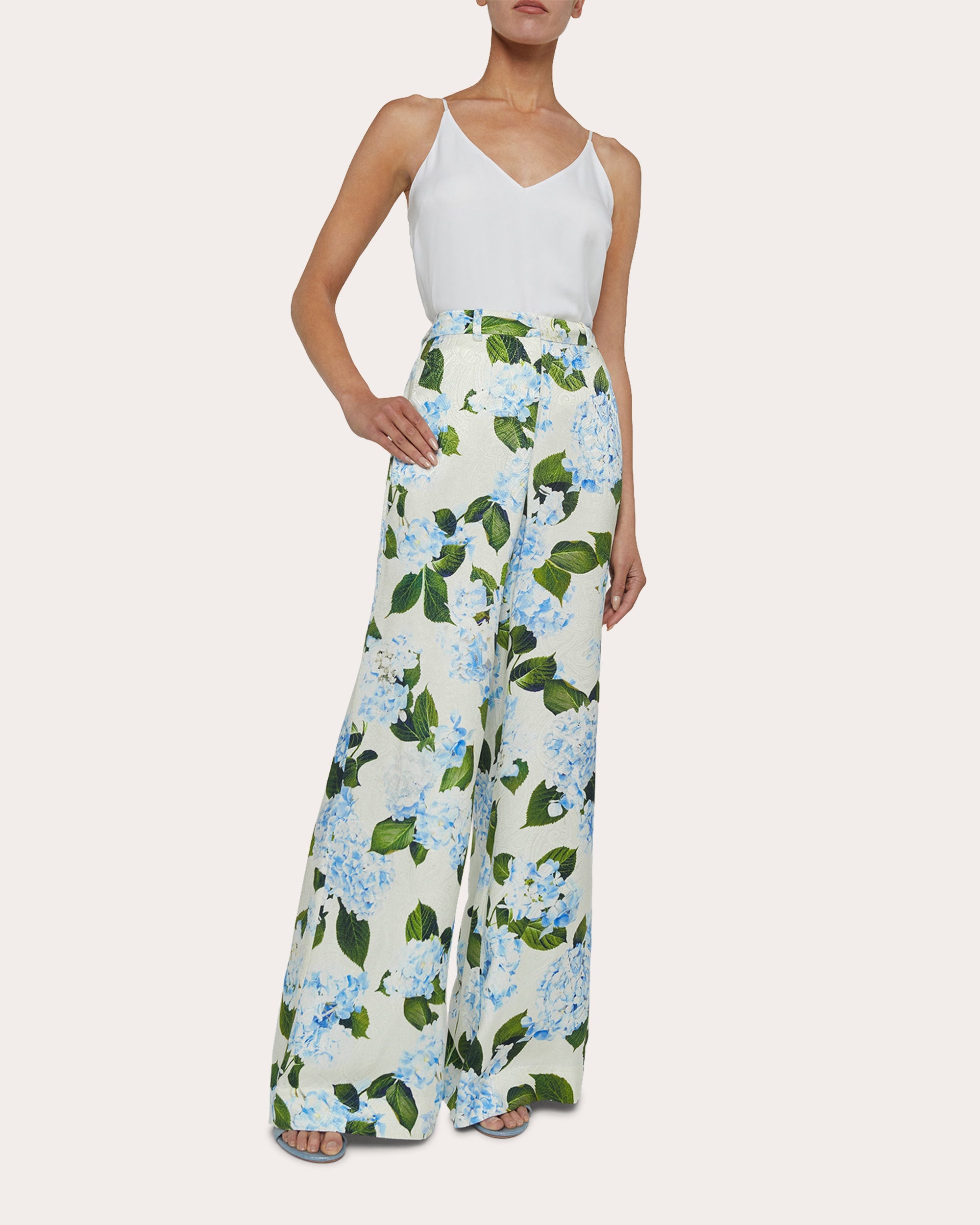 Pilar Satin-Jacquard Wide-Leg Pants - 5