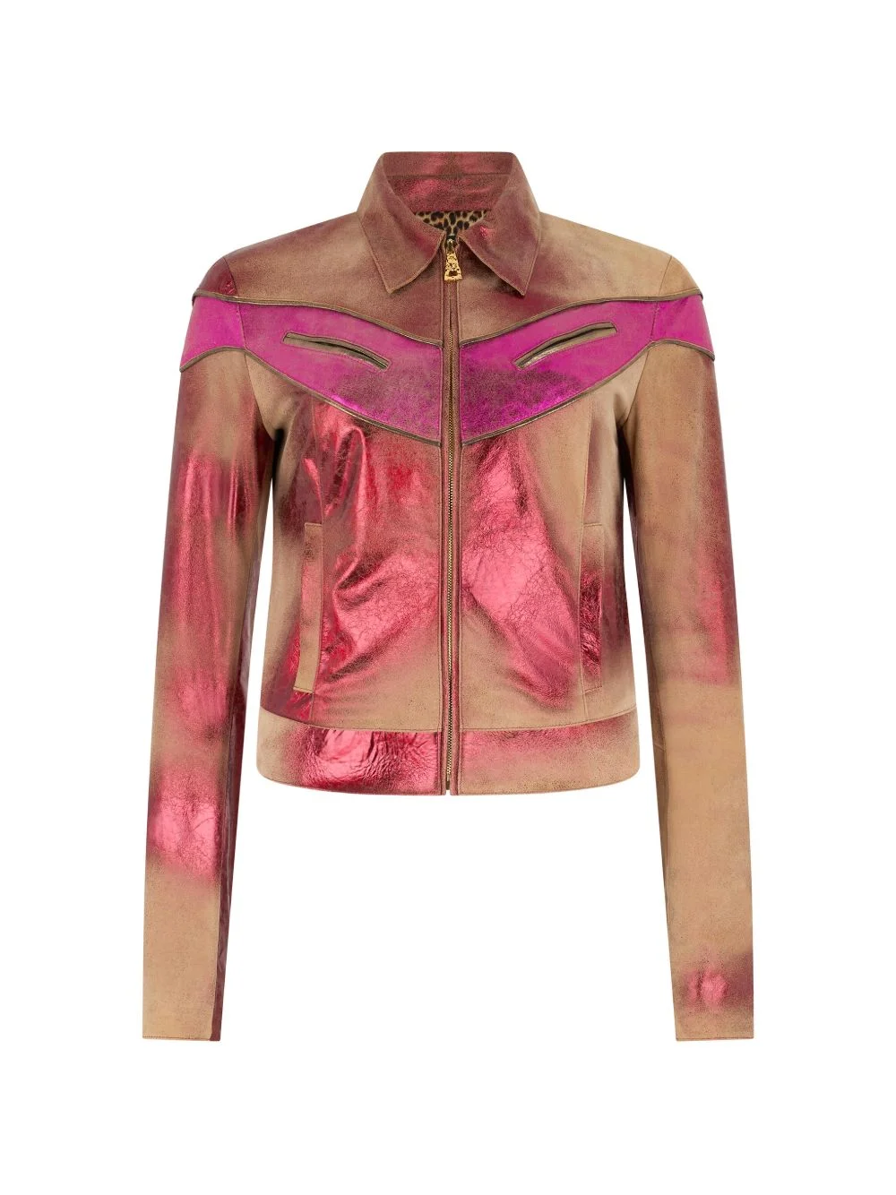 metallic-finish leather jacket - 1
