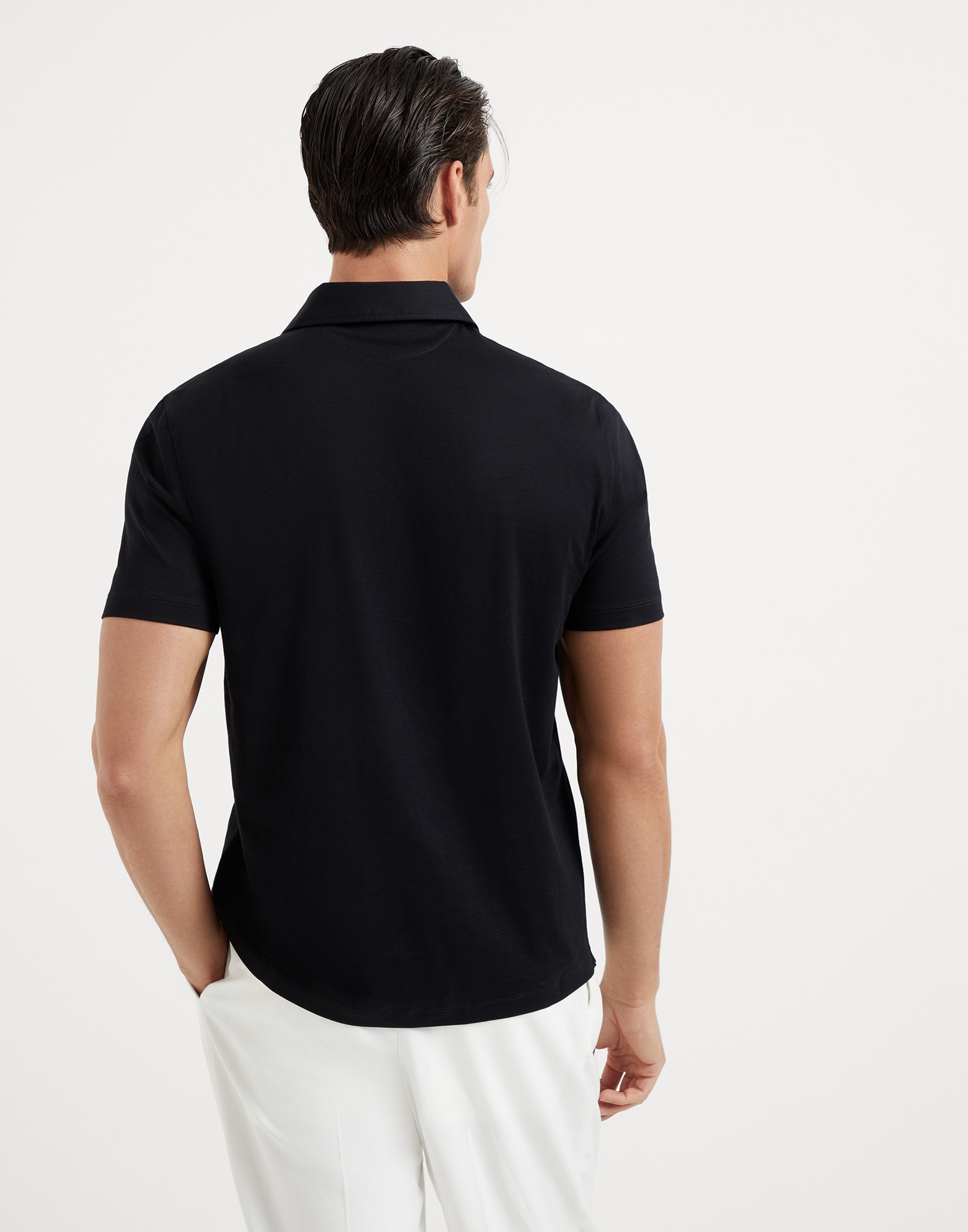 Cotton jersey basic fit polo with shirt-style collar - 2