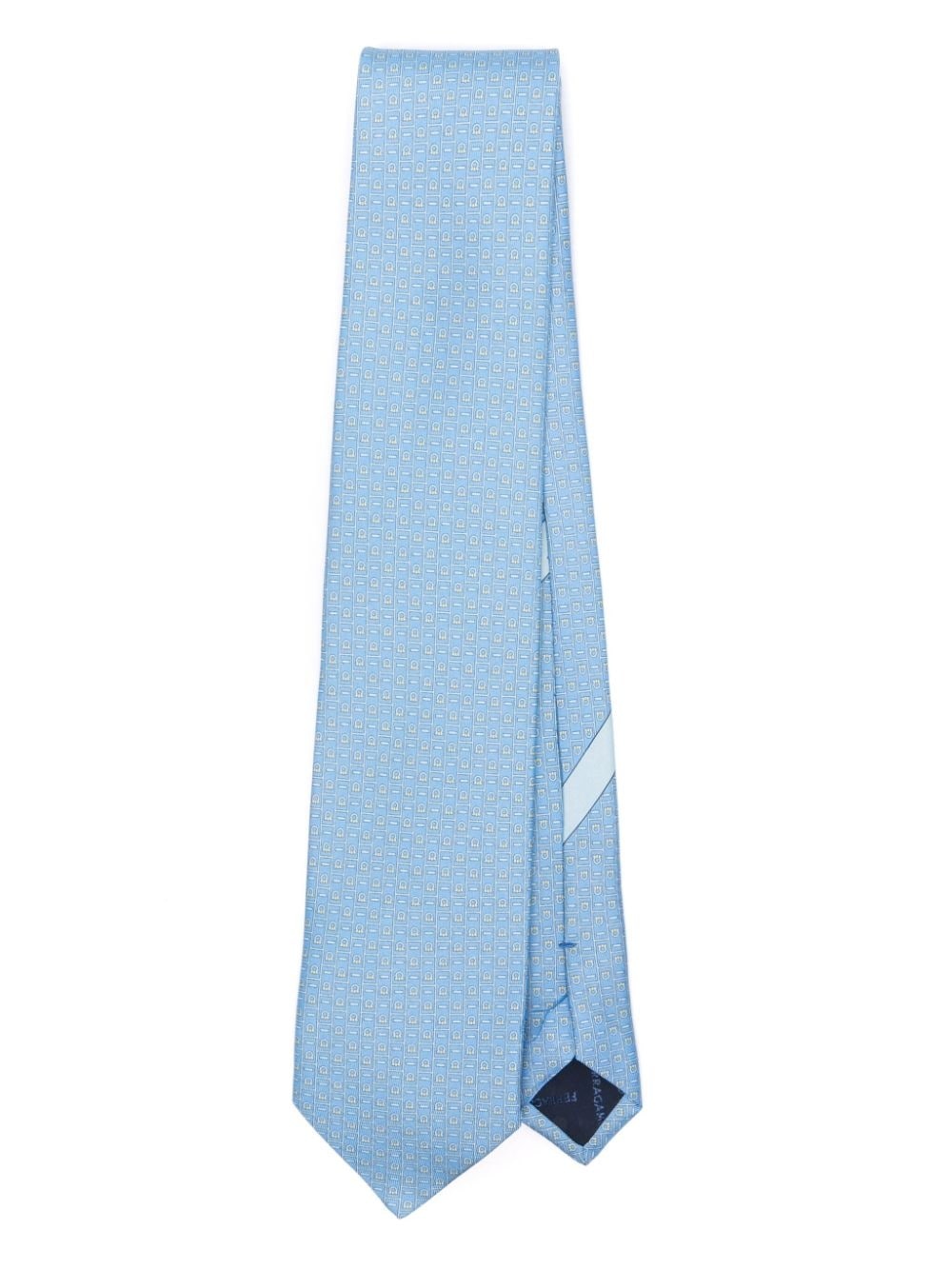 Gancini-pattern silk tie - 1