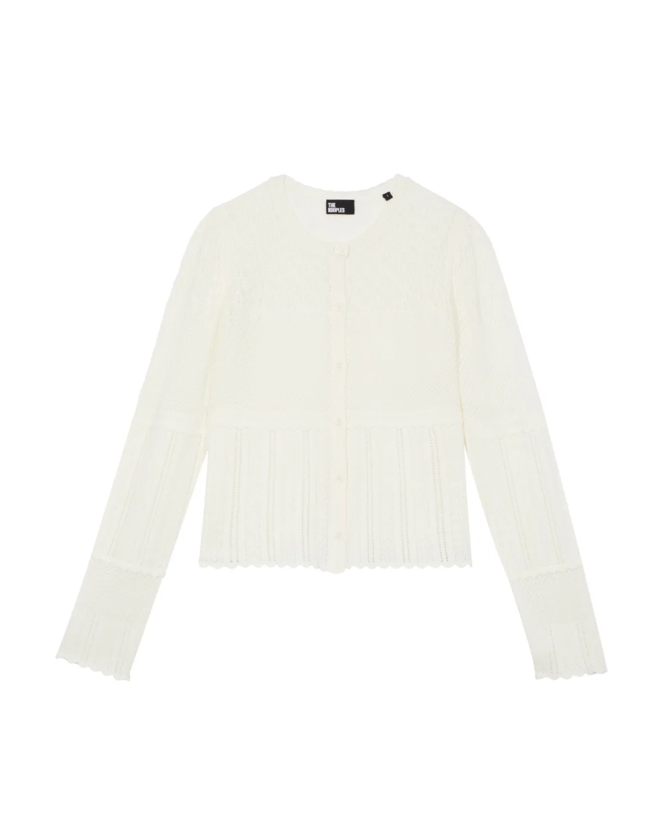 ECRU OPENWORK CARDIGAN - 1