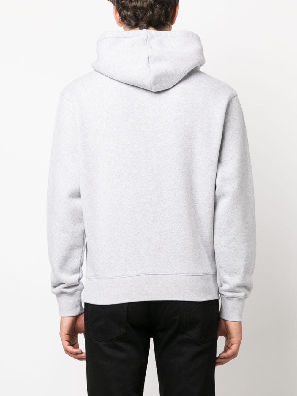 logo-print drawstring cotton hoodie - 4