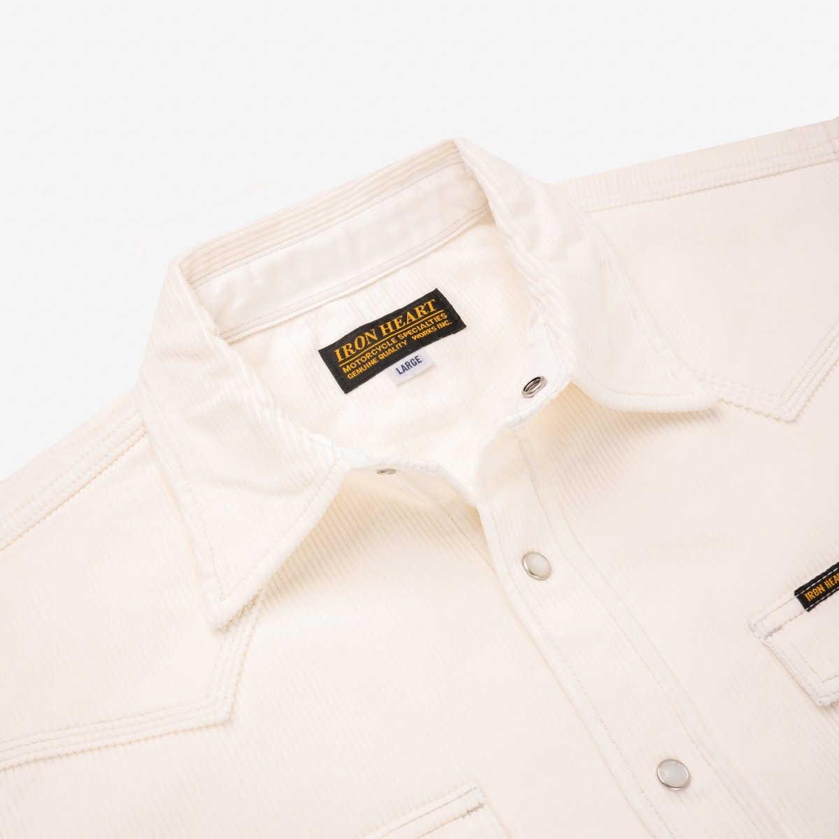 IHSH-398-WHT 11oz Corduroy Western Shirt -  Off White - 7