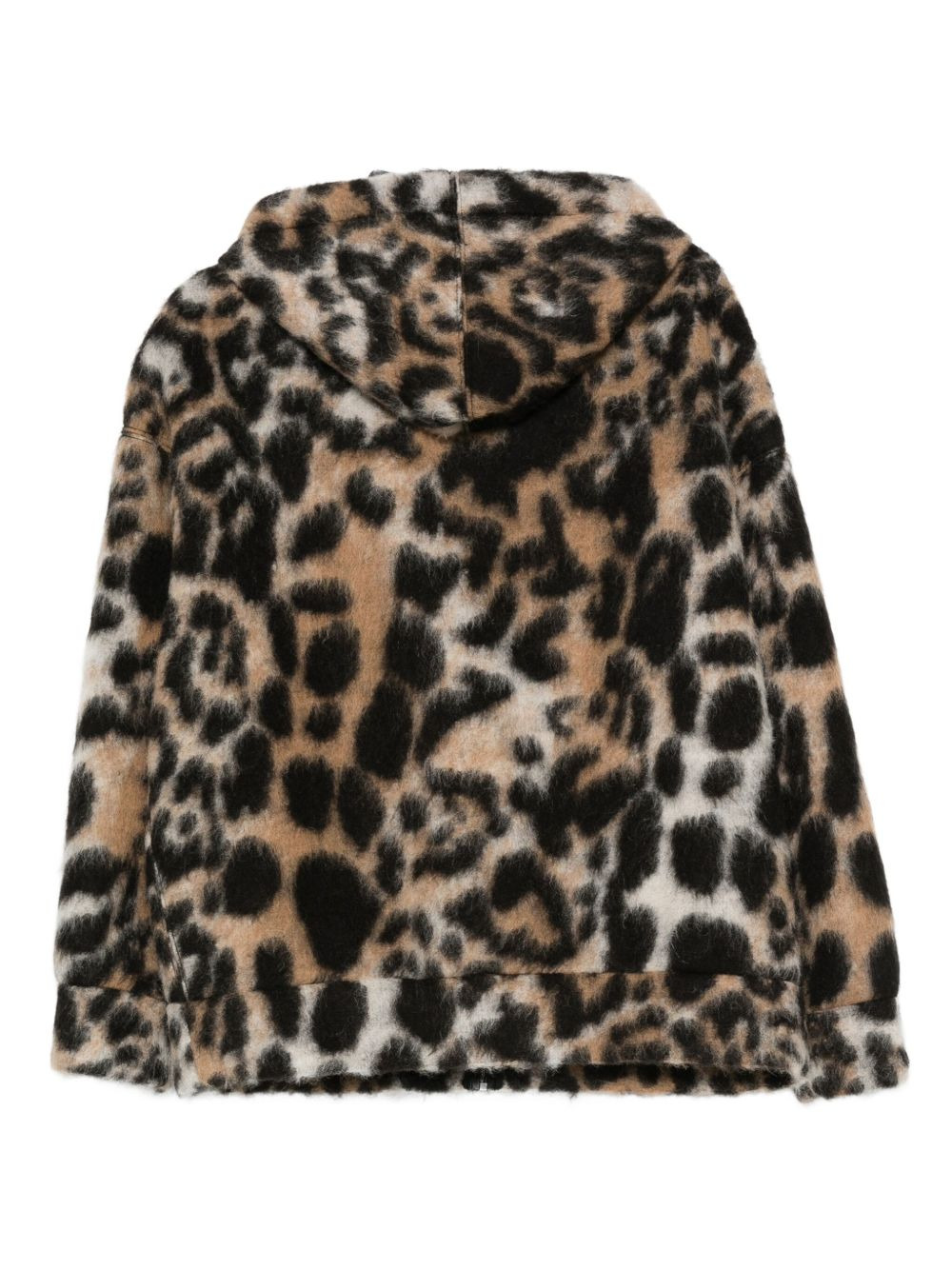 leopard-print hooded coat - 2