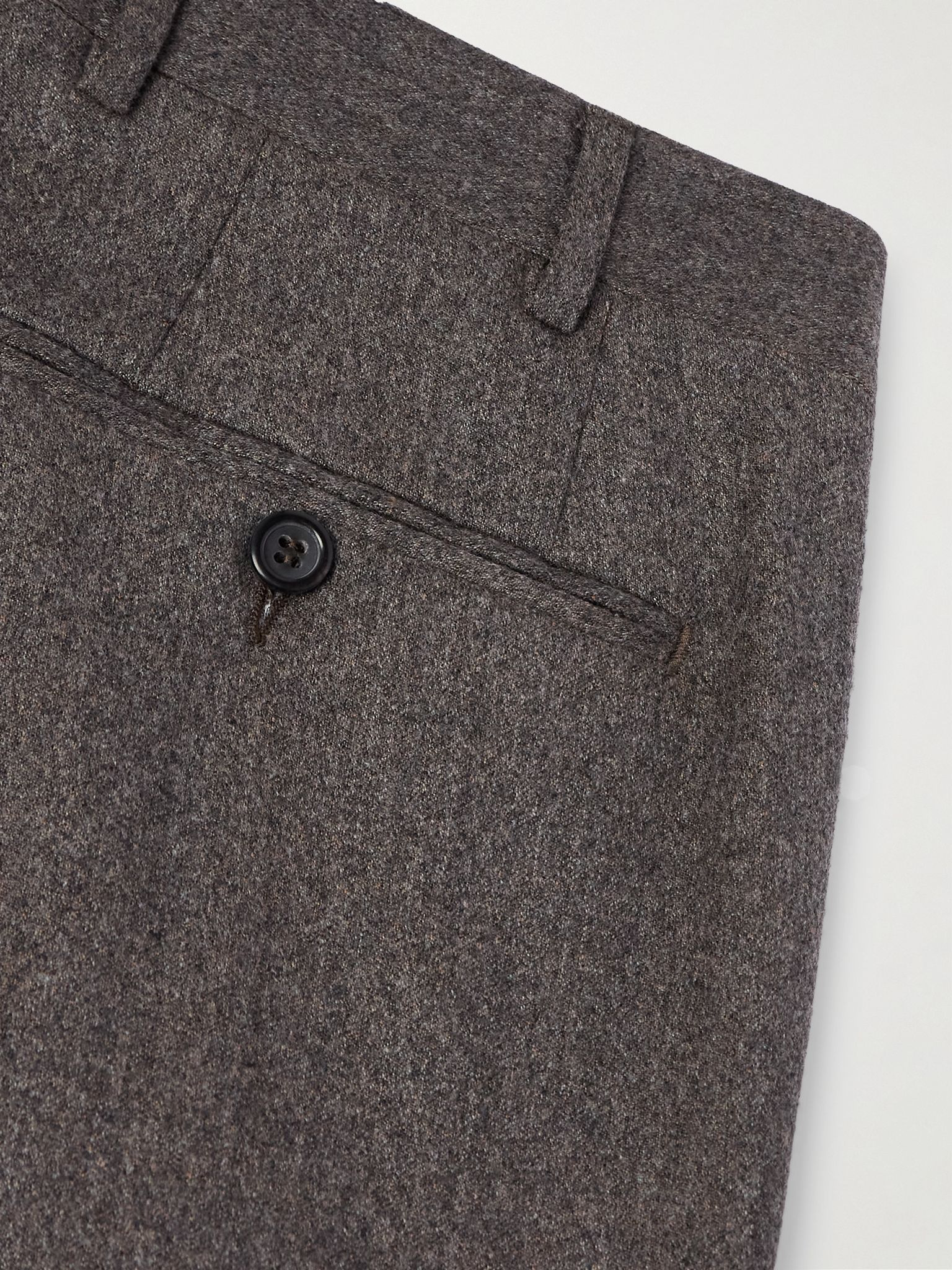 Impeccabile Straight-Leg Wool Suit Trousers Brown - 5
