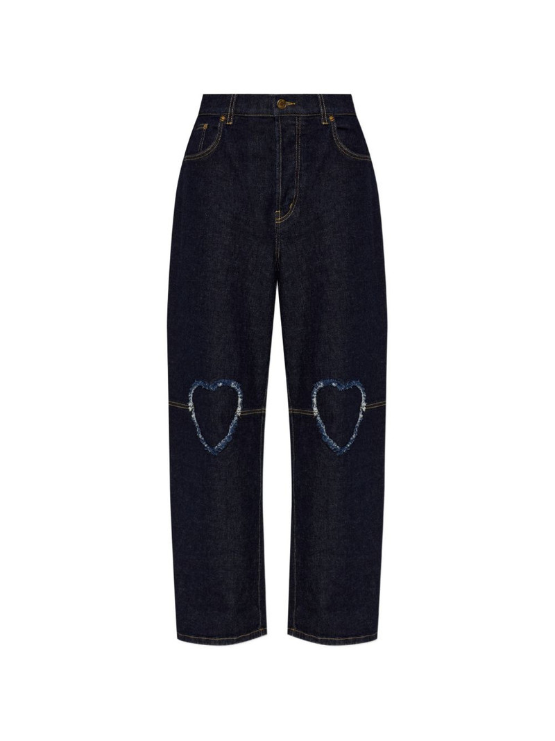 heart-cut-out frayed jeans 1