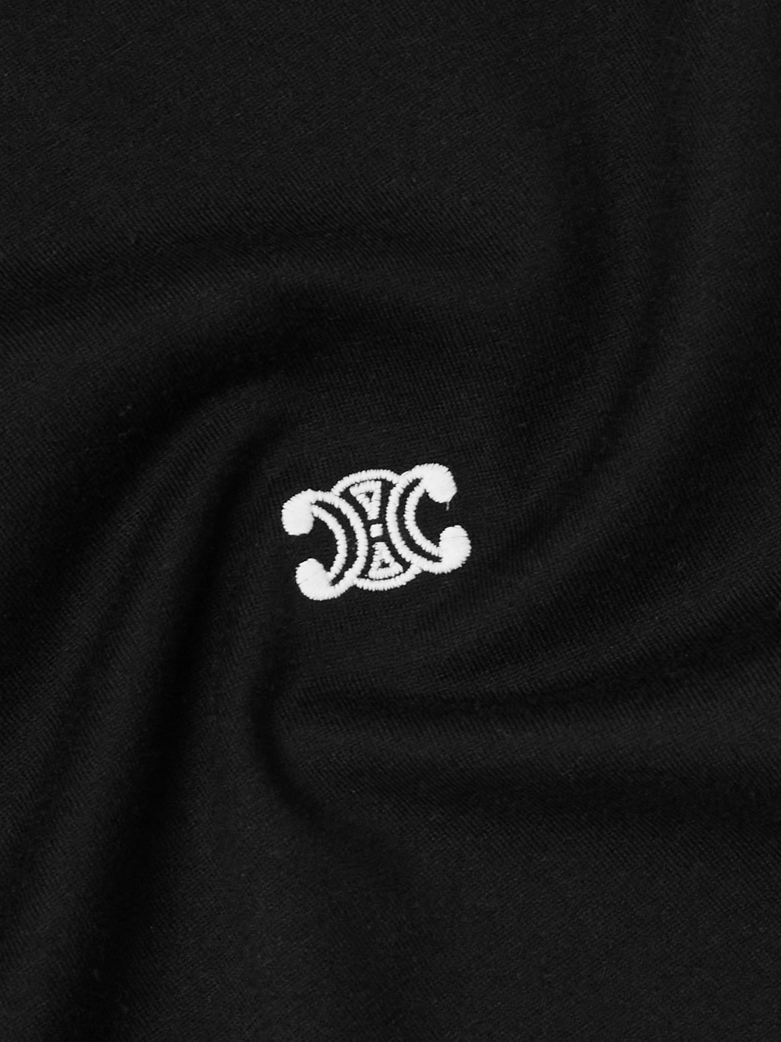 Logo-Embroidered Striped Cotton-Jersey T-Shirt Black - 4