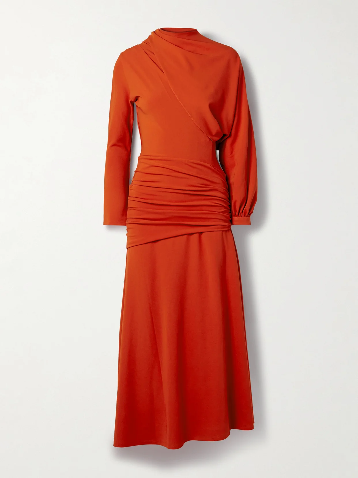 Inspiring Hearts Convertible One-sleeve Gathered Stretch-jersey Maxi Dress - 1