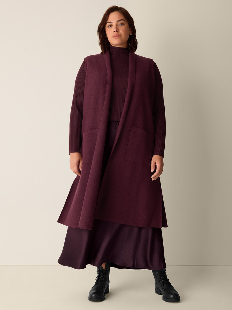 Lightweight Boiled Wool Shawl Collar Vest in Regenerative Wool 6