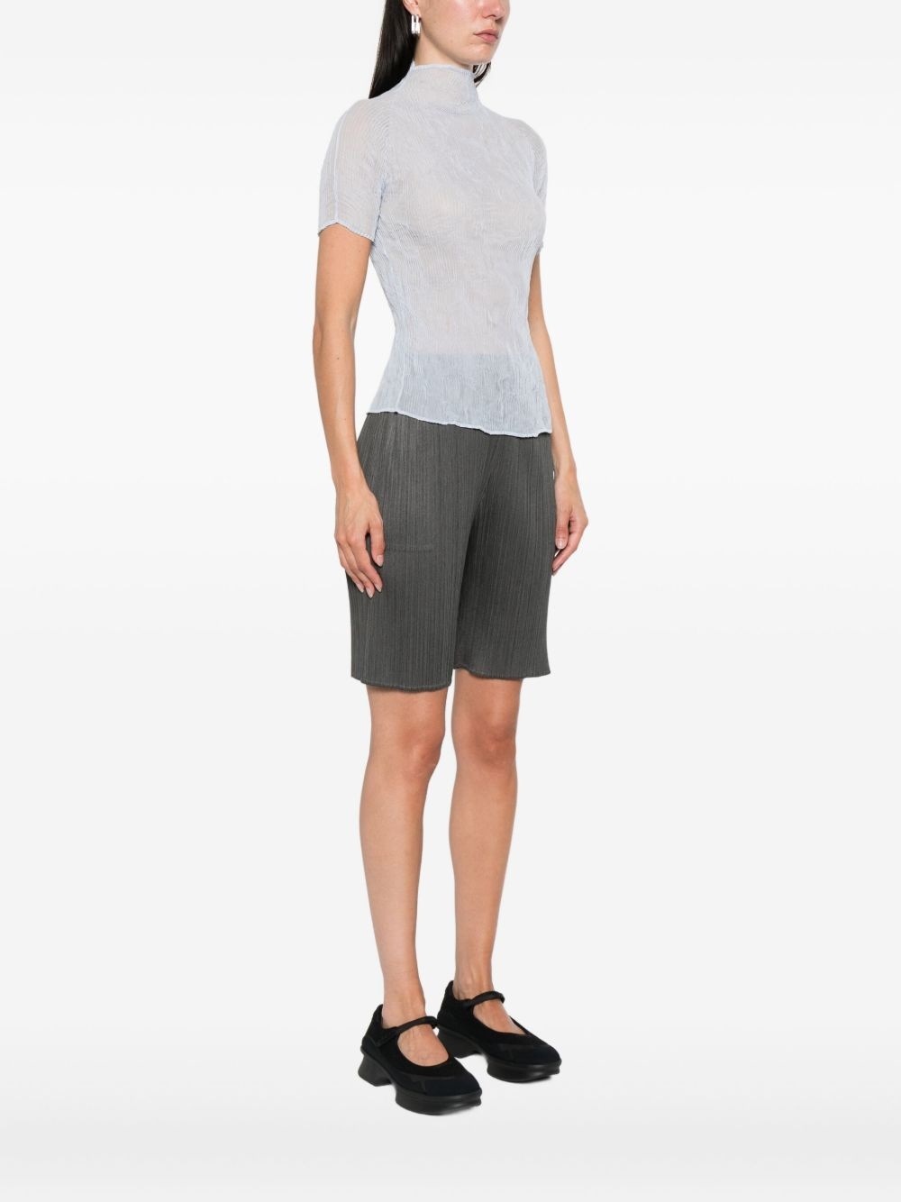 pleated high-neck blouse - 3