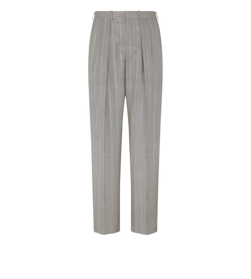 JACQUARD SHARKSKIN HERRINGBONE DOUBLE PLEAT PANT 1