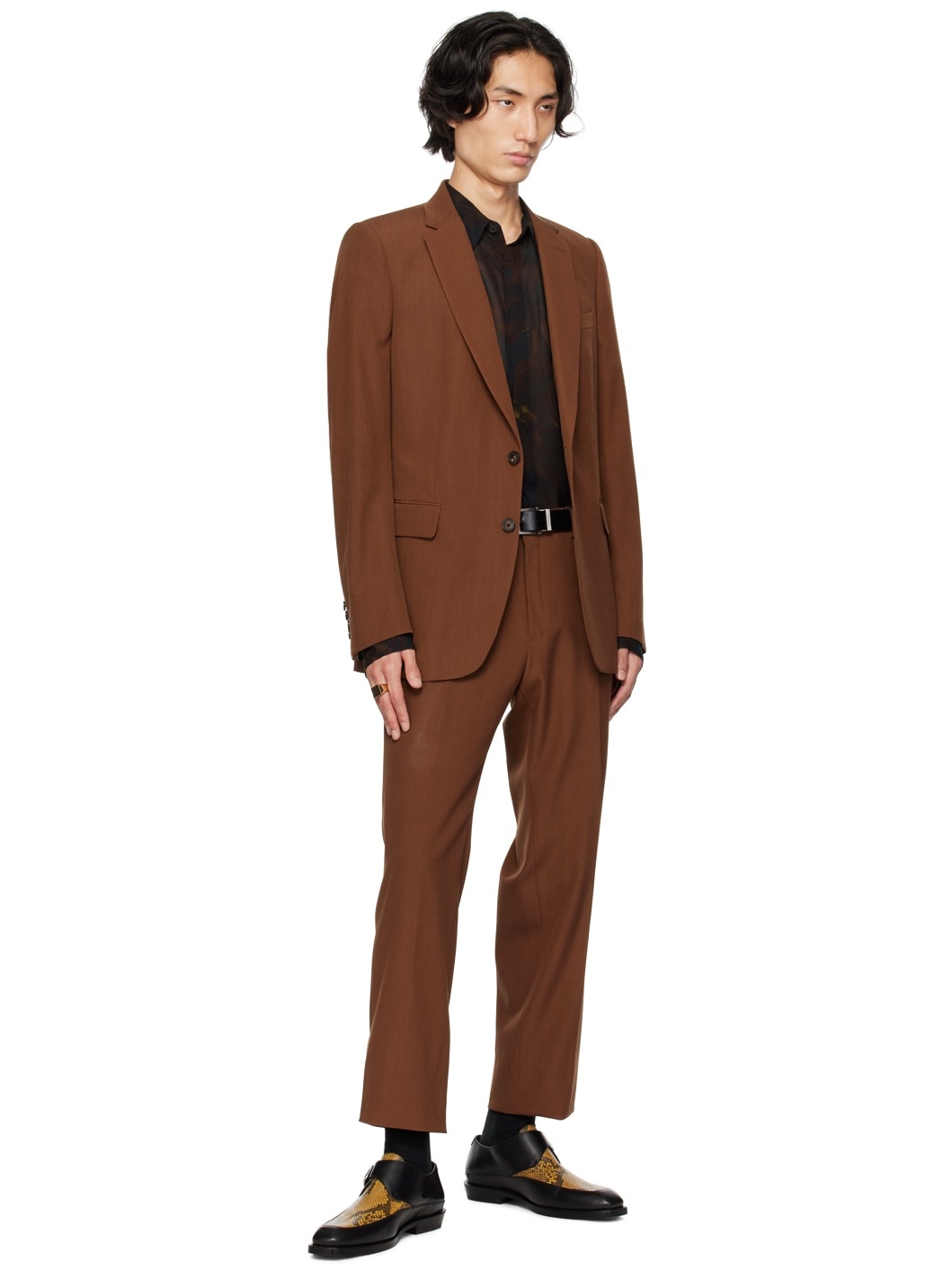 Orange Notched Lapel Suit - 5