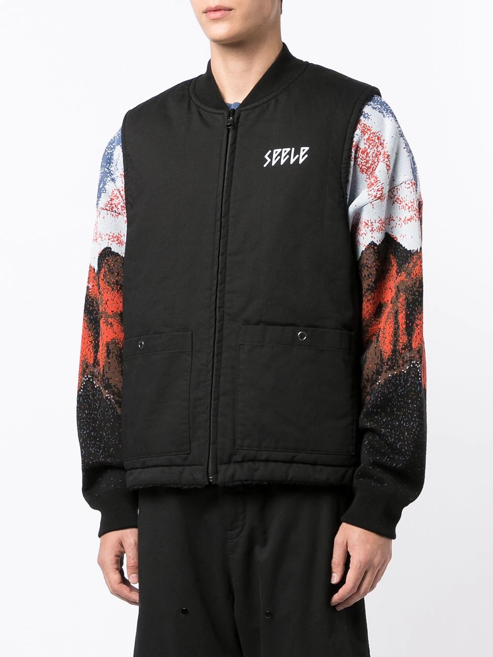 slogan-print reversible gilet - 3