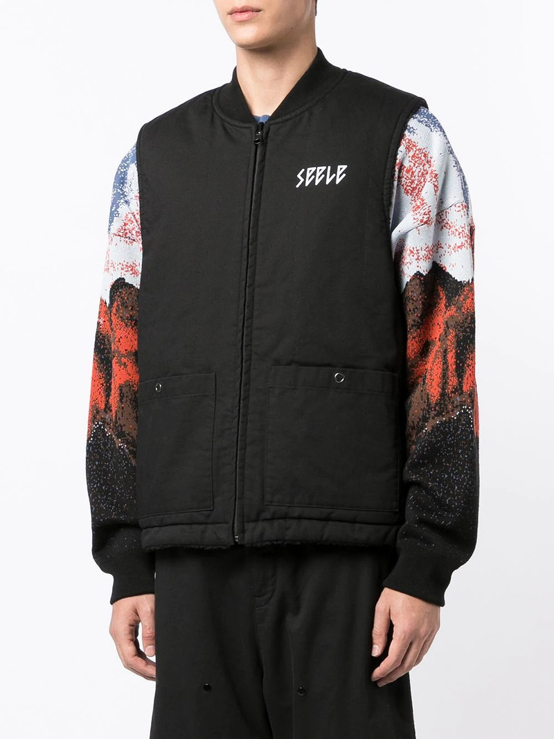 slogan-print reversible gilet 3