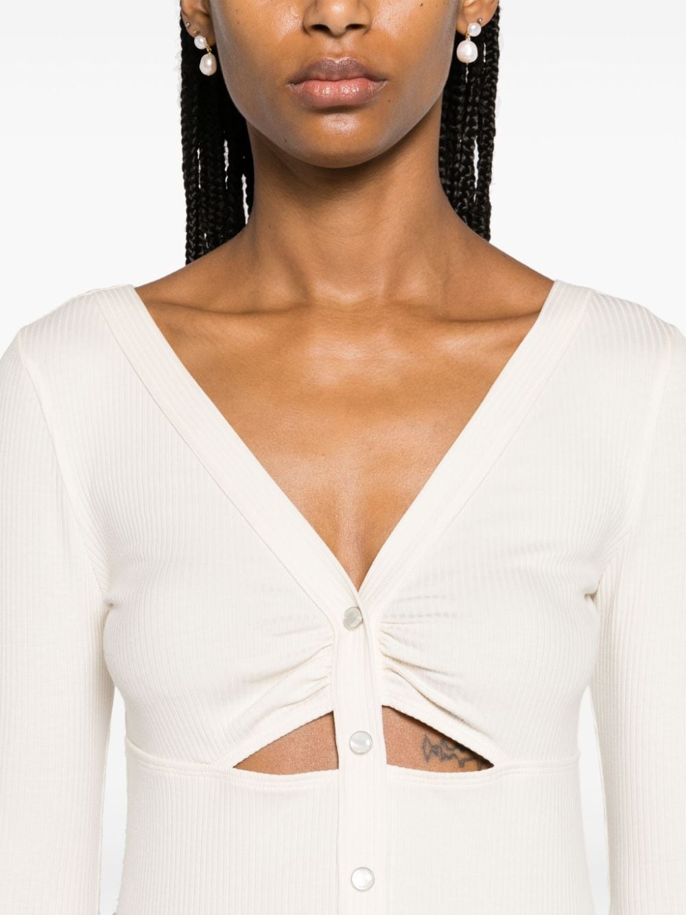 cut-out detailed ribbed top - 5