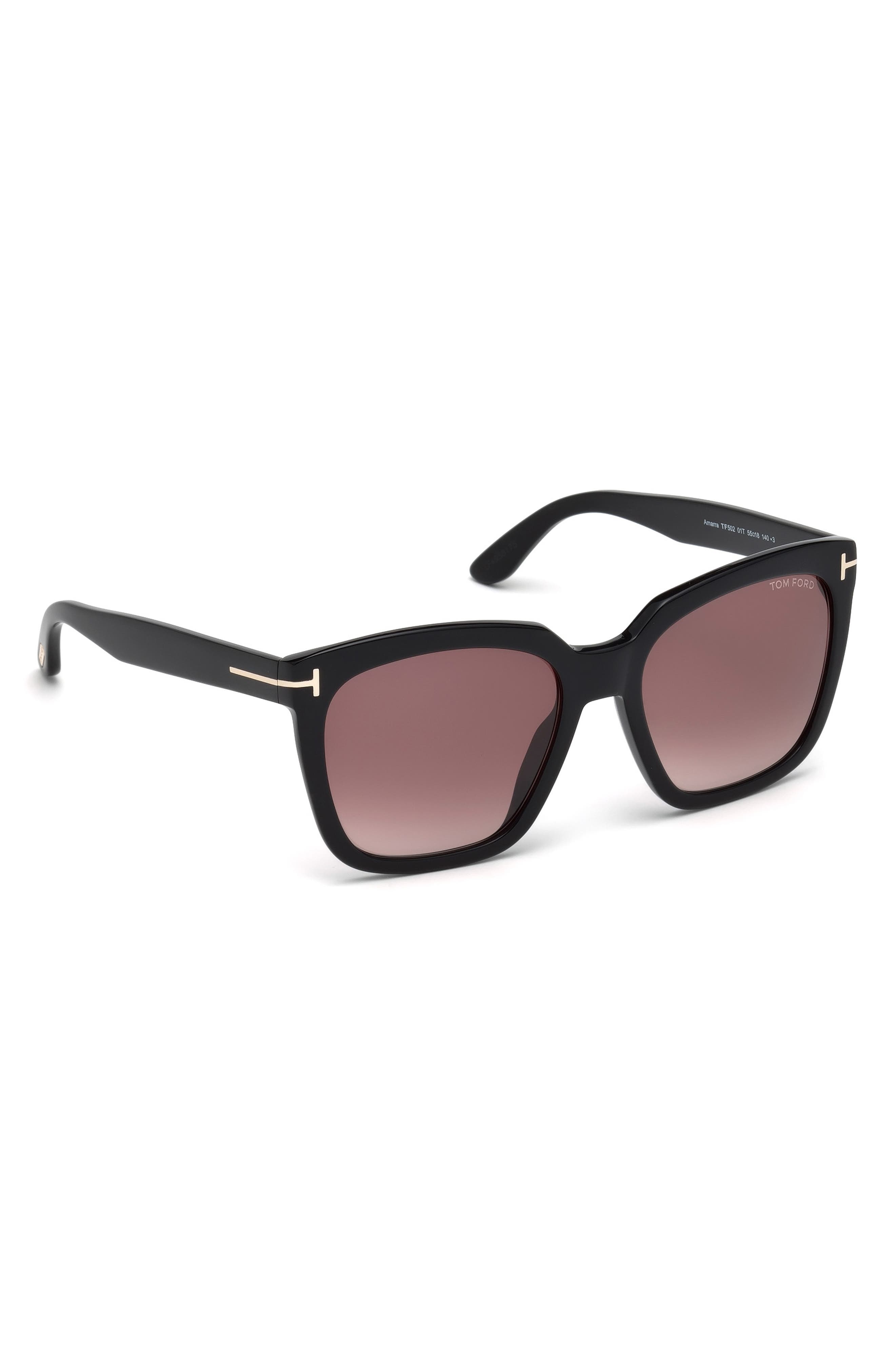 TOM FORD Amarra 55mm Gradient Square Sunglasses in Black/Gradient Burgundy at Nordstrom - 7