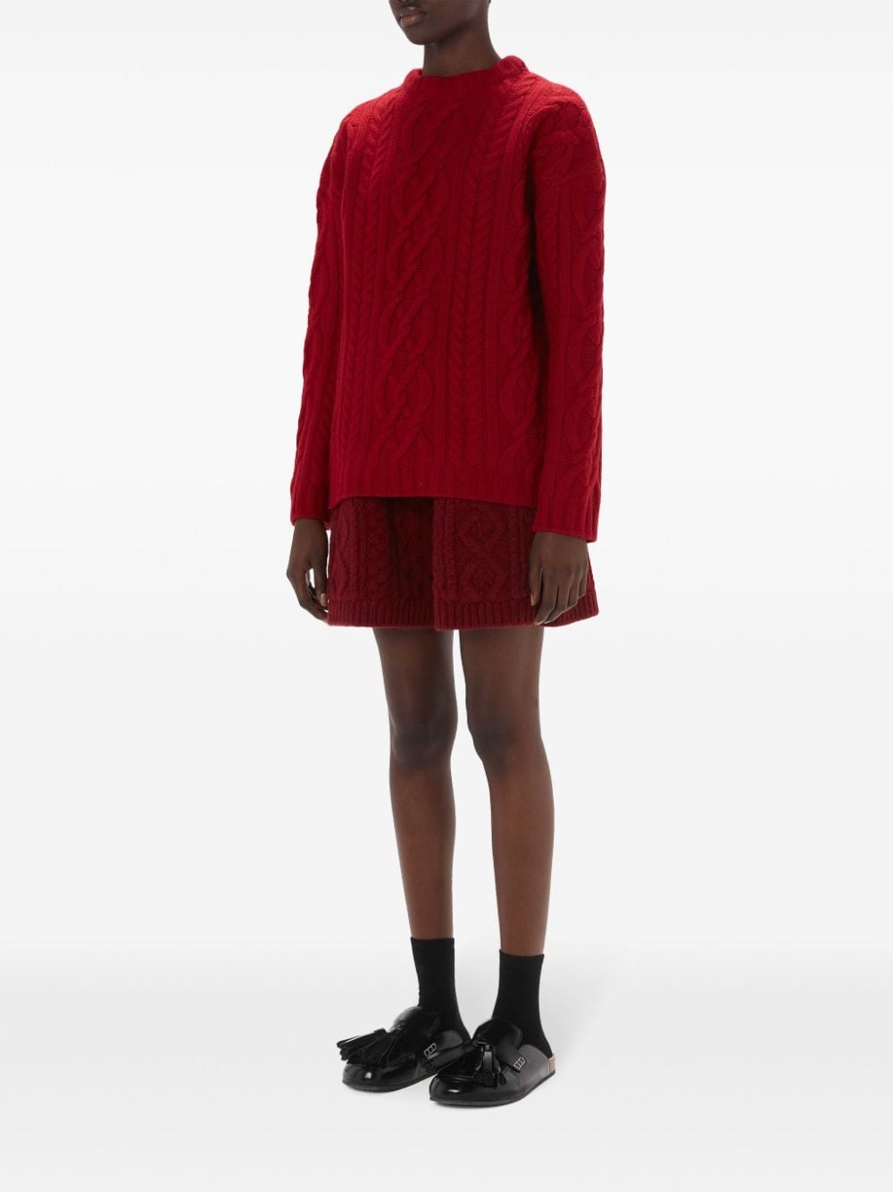 cable-knit crew-neck jumper - 2