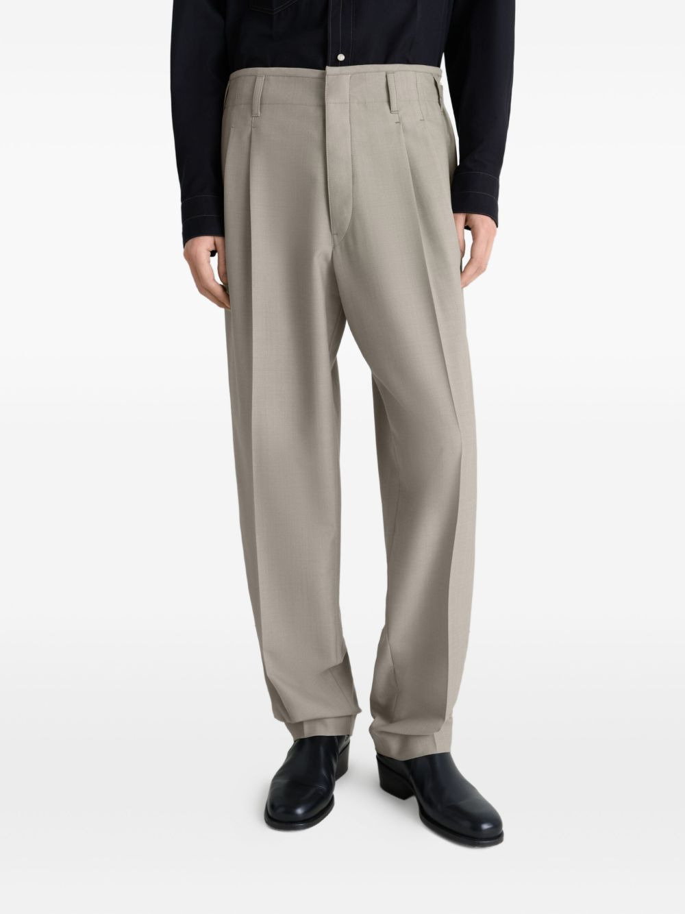 pleated-front side-adjustable trousers - 3