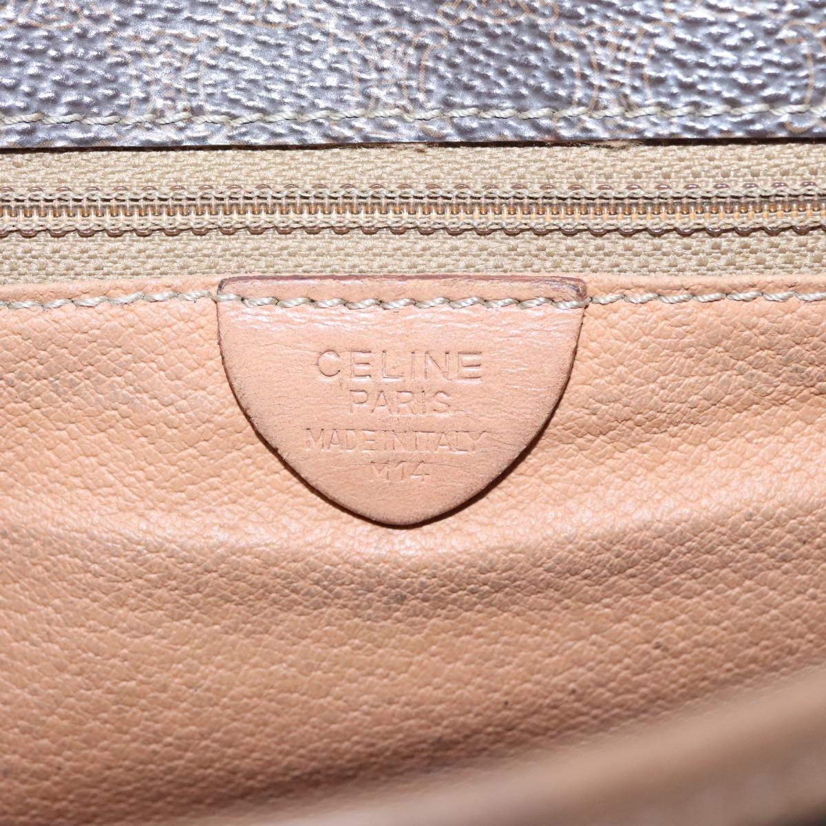 CELINE Macadam Canvas Shoulder Bag Pvc Leather Brown Gold - 16