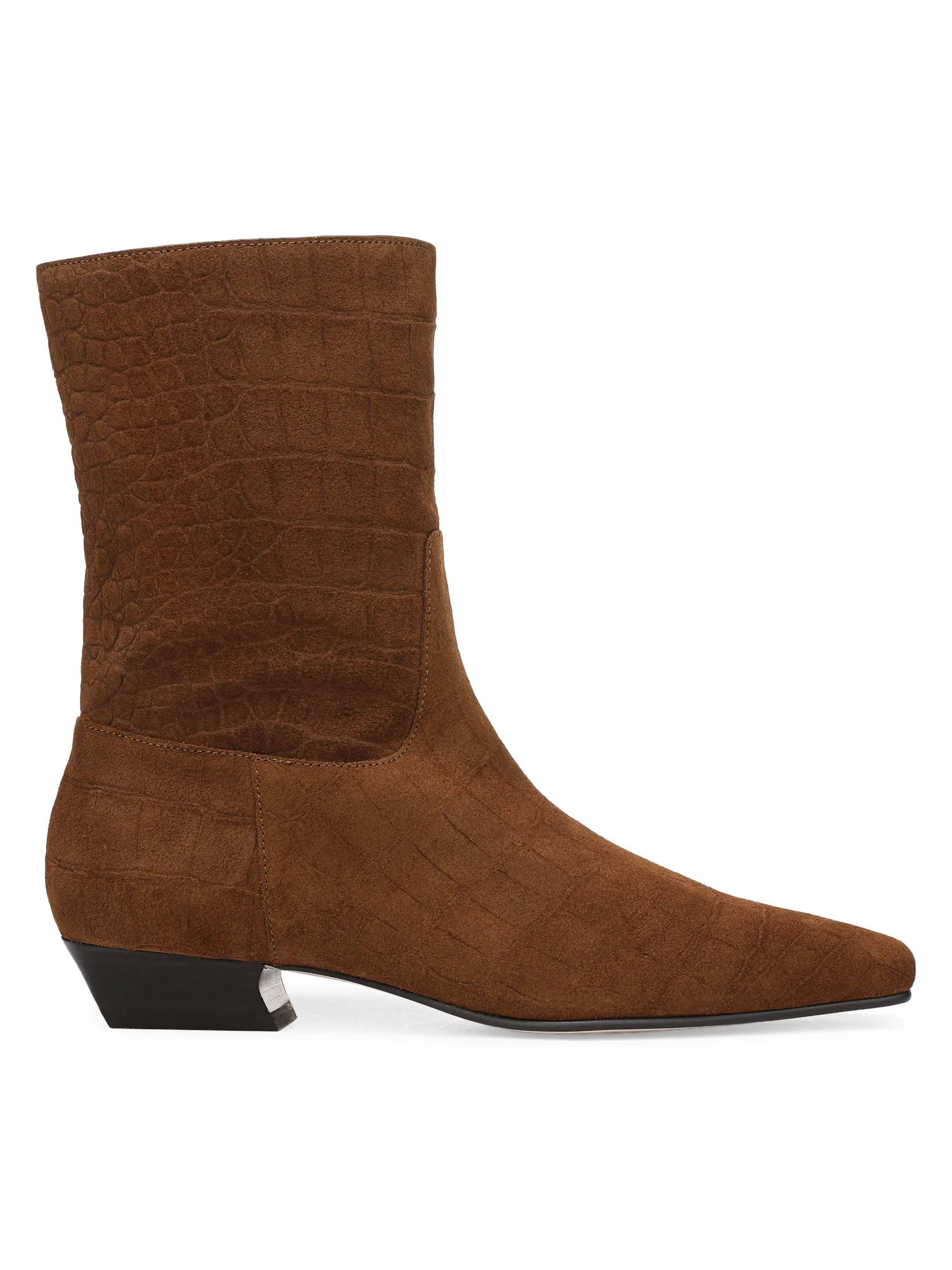 Women's Addison Snake-Embossed Suede Ankle Boots - Saddle - 1