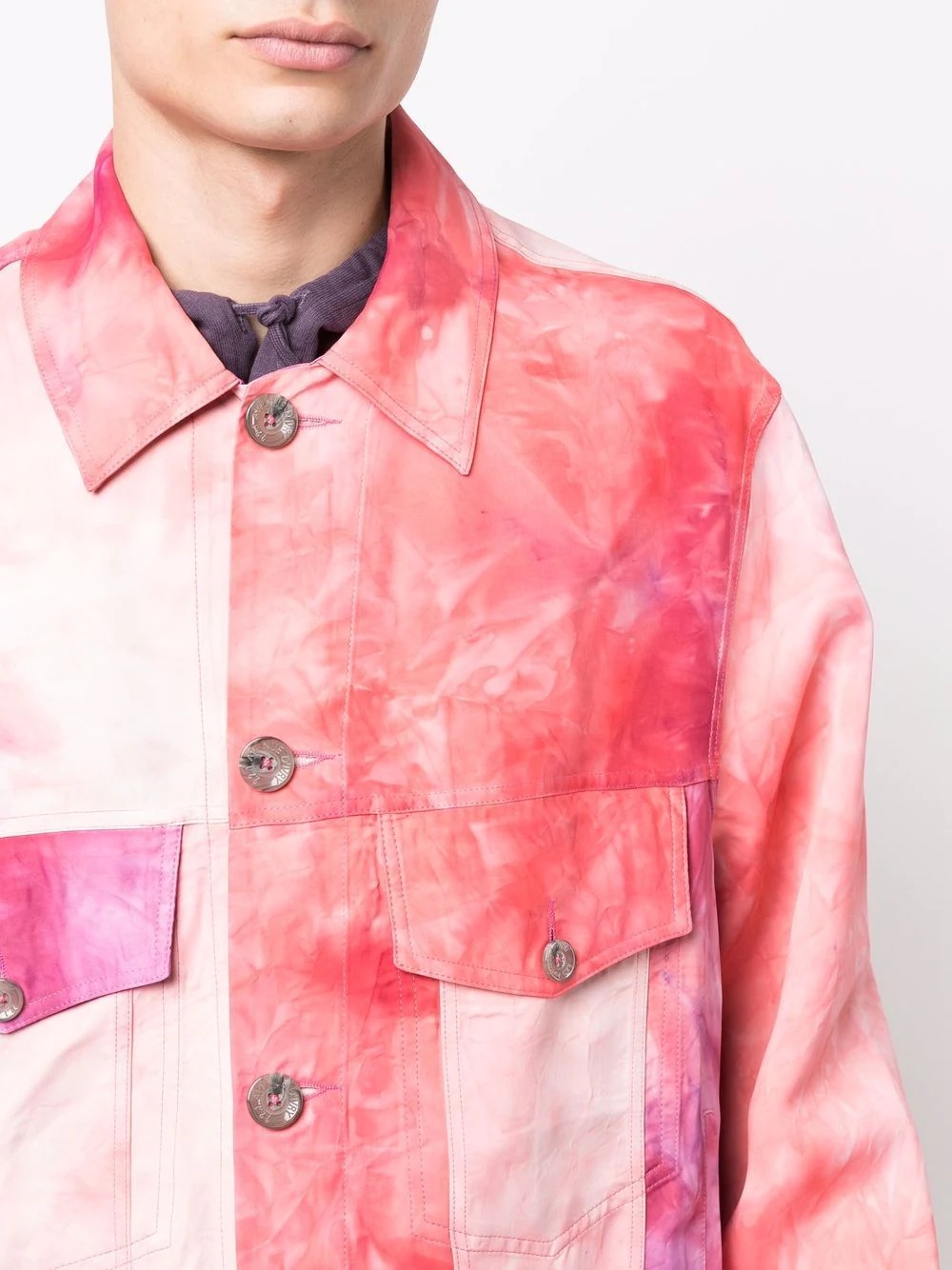 colour-block tie-dye jacket - 5