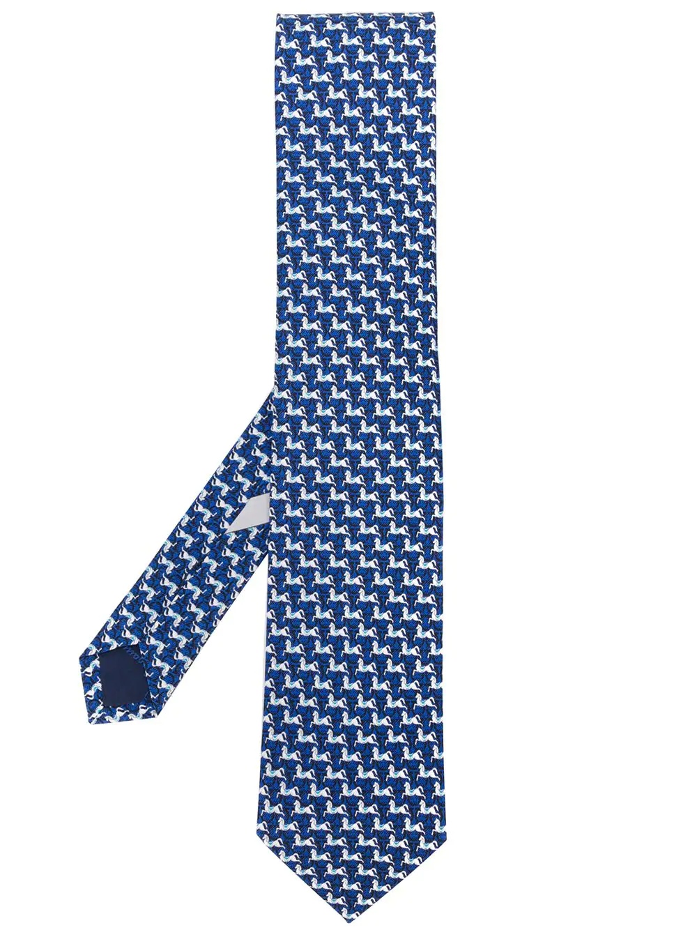 Gancini motif horse-print silk tie - 1