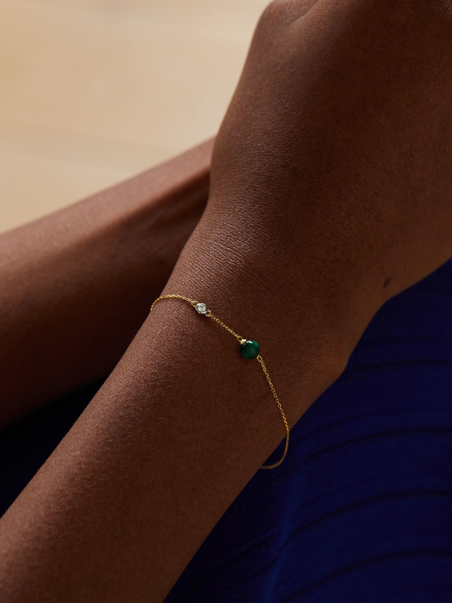Dot 14-karat gold, malachite and diamond bracelet Green - 2