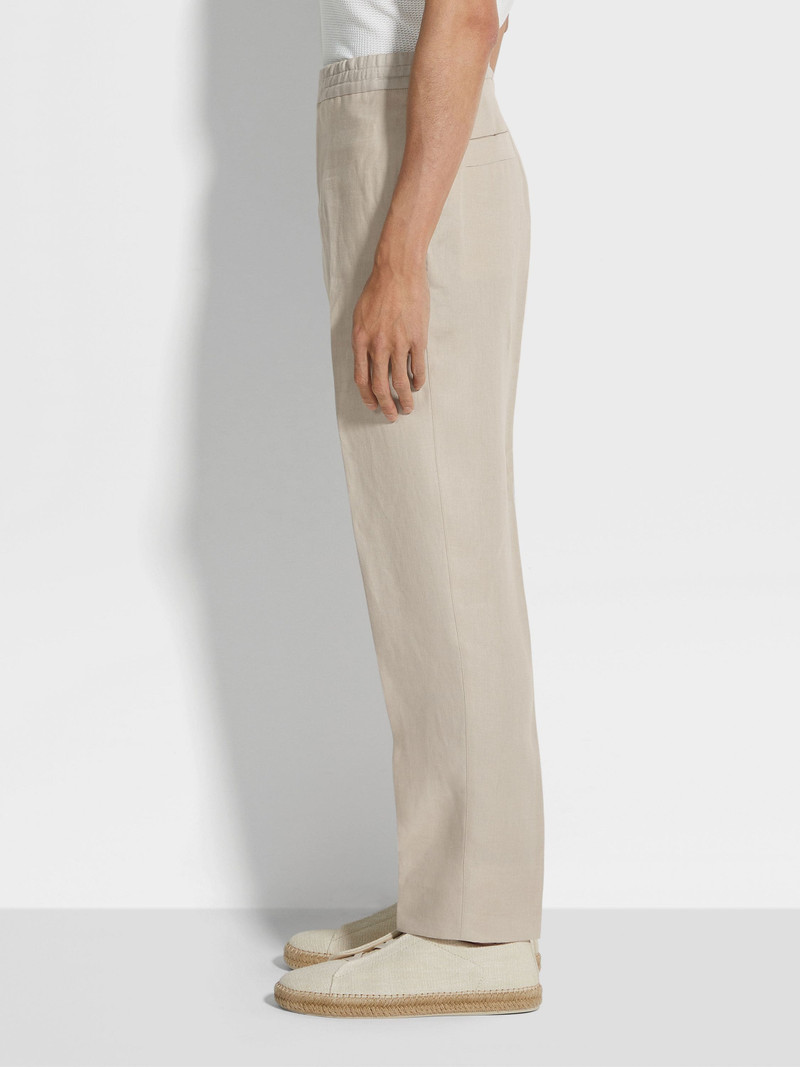 LIGHT BEIGE OASI LINO PANTS 4