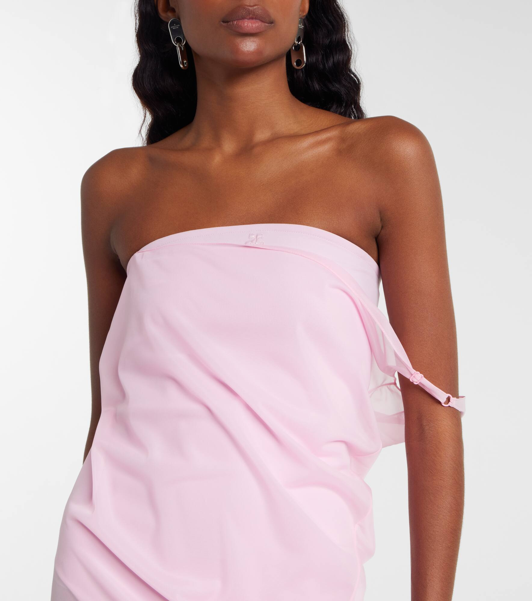 Draped sheer jersey crêpe midi dress - 4