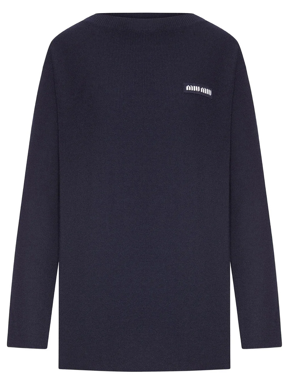 Miu Miu Women Logo-Patch Ribbed-Knit Sweater - 1