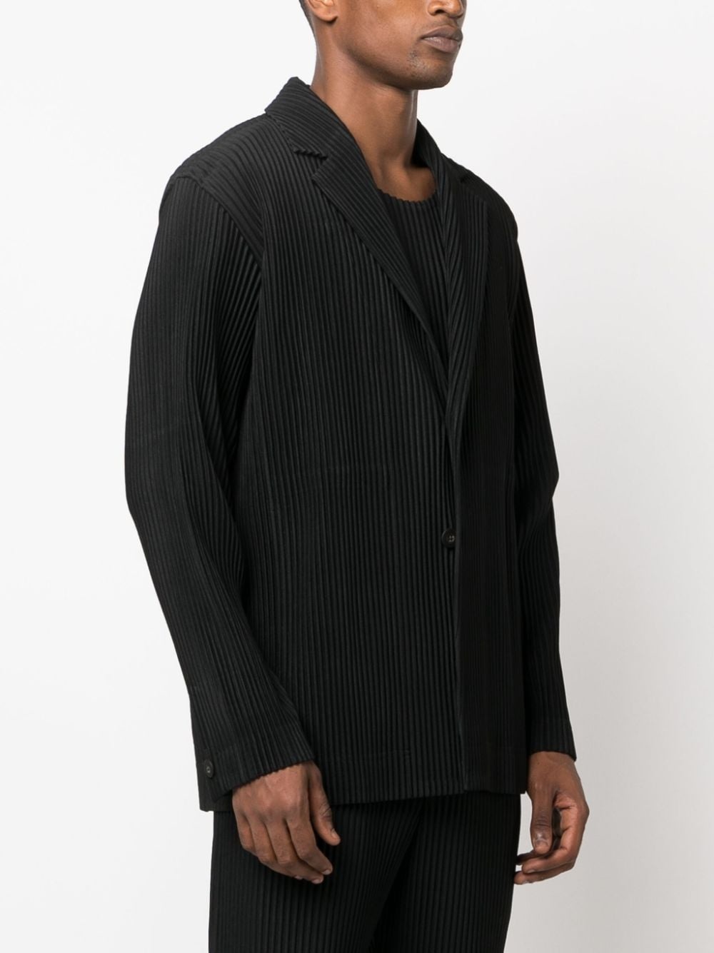 single-breasted pleated blazer - 3