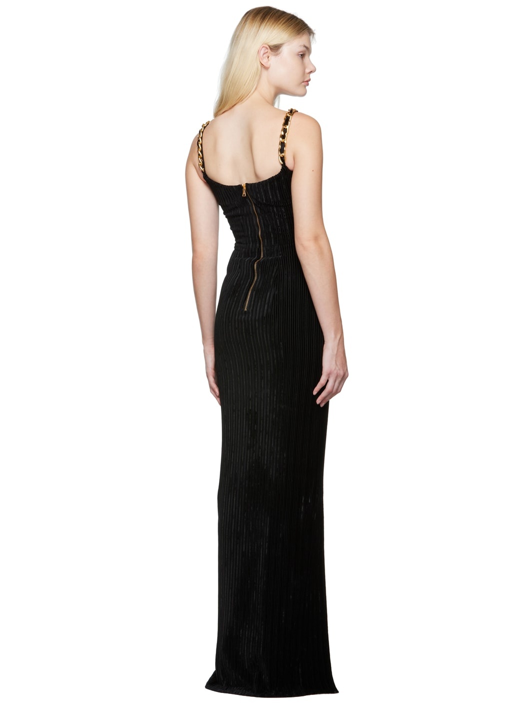 Black Chain Straps Maxi Dress - 3