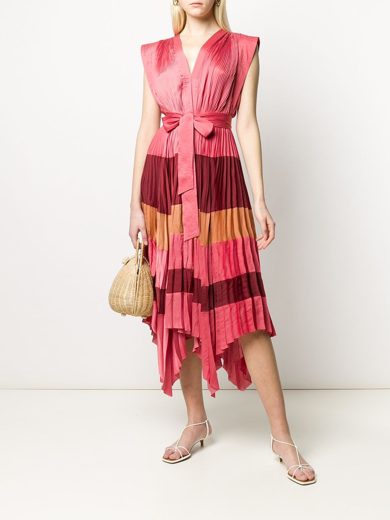ULLA JOHNSON pleated stripe dress outlook