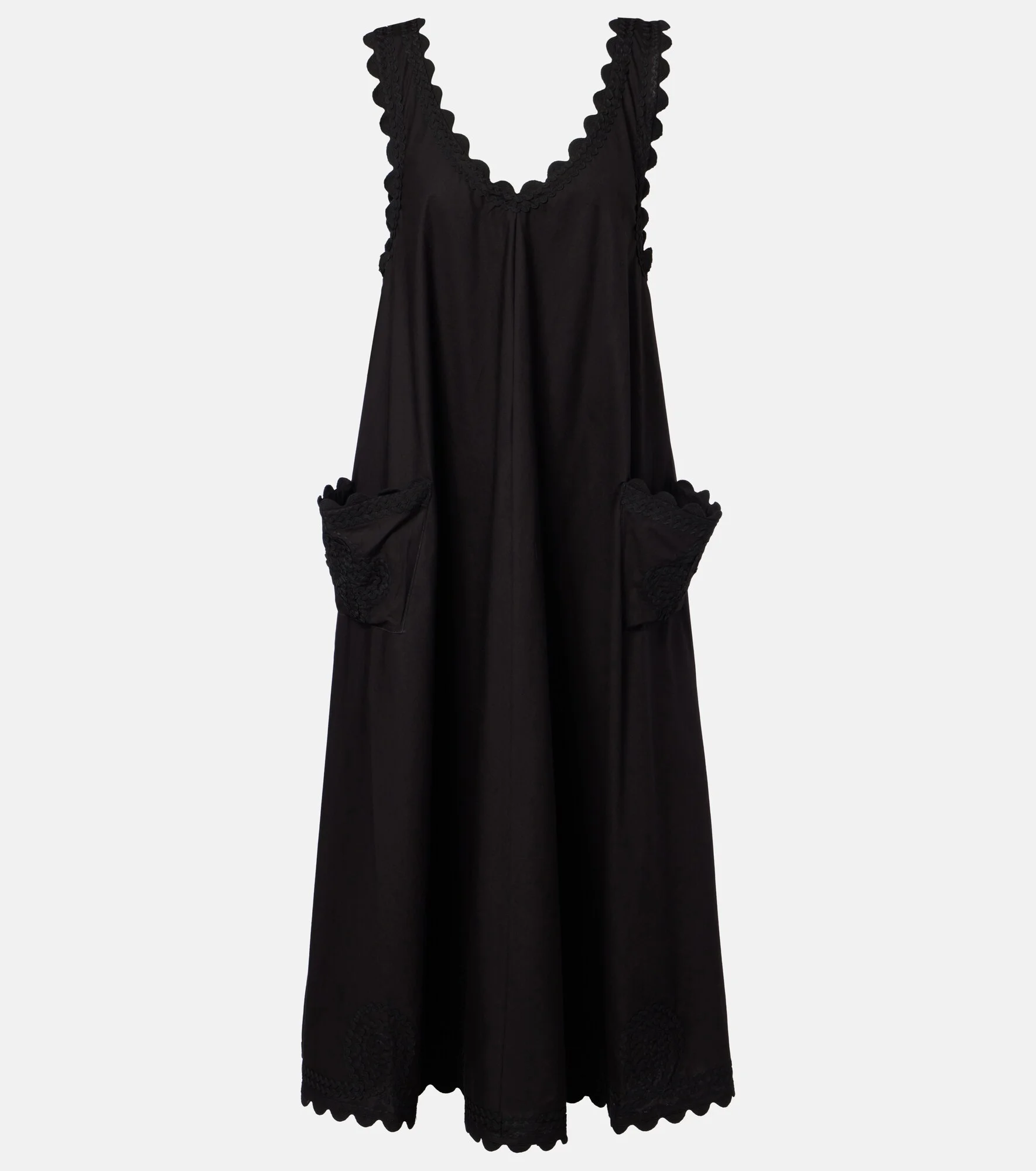 Embroidered scalloped cotton poplin midi dress - 1