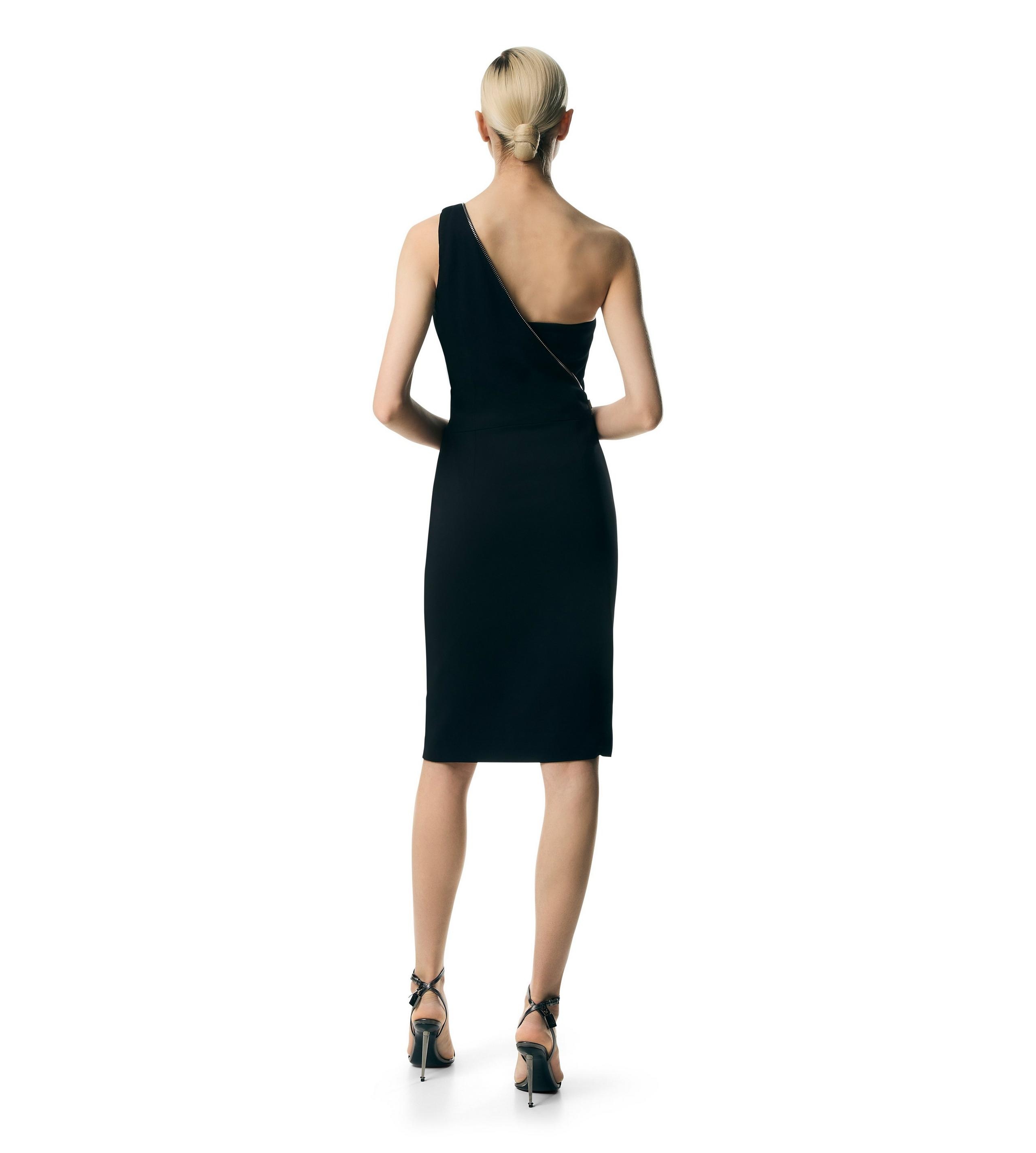 VISCOSE STRETCH CADY ONE SHOULDER COCKTAIL DRESS - 4