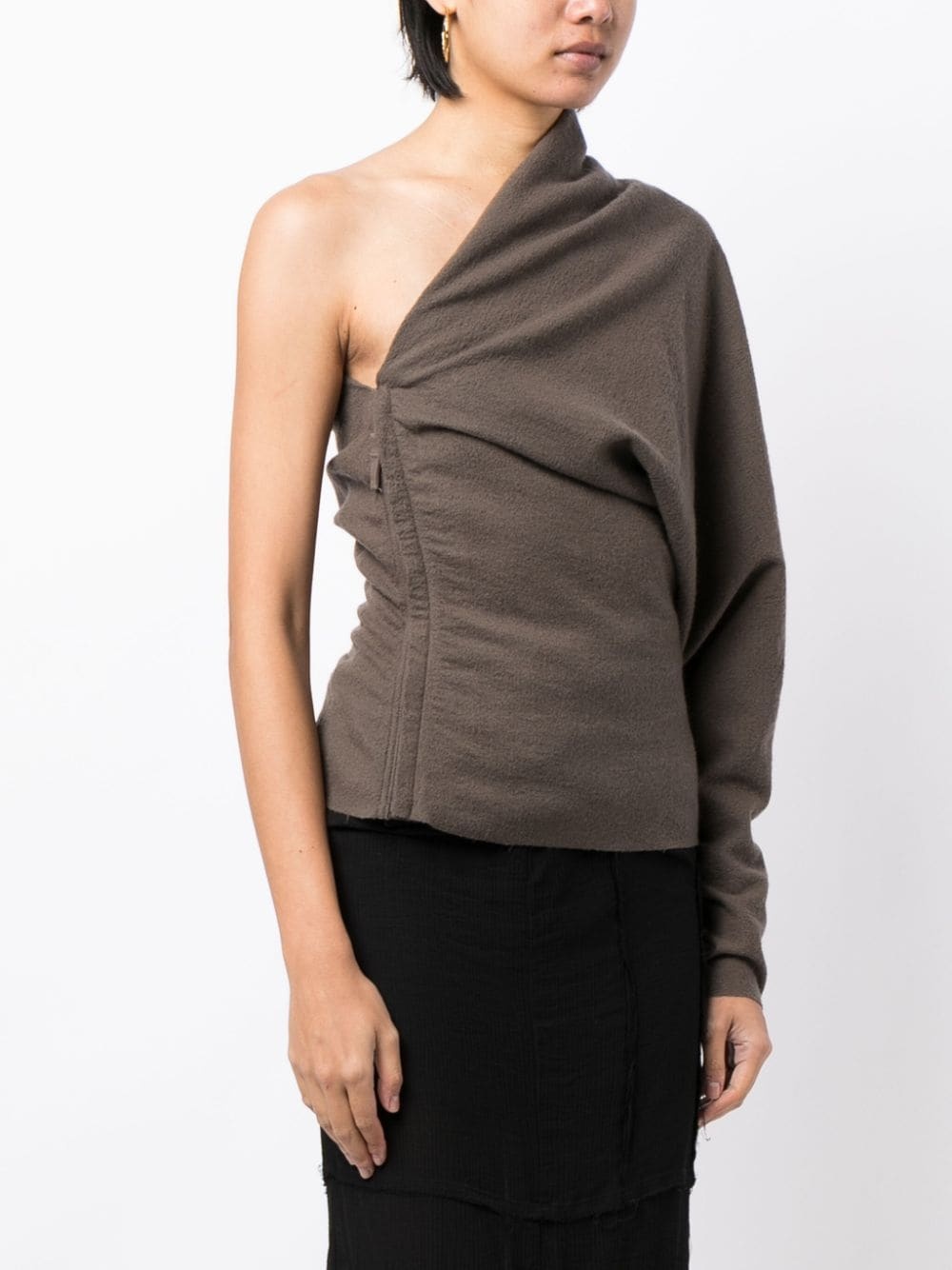 one-sleeve virgin wool top - 3