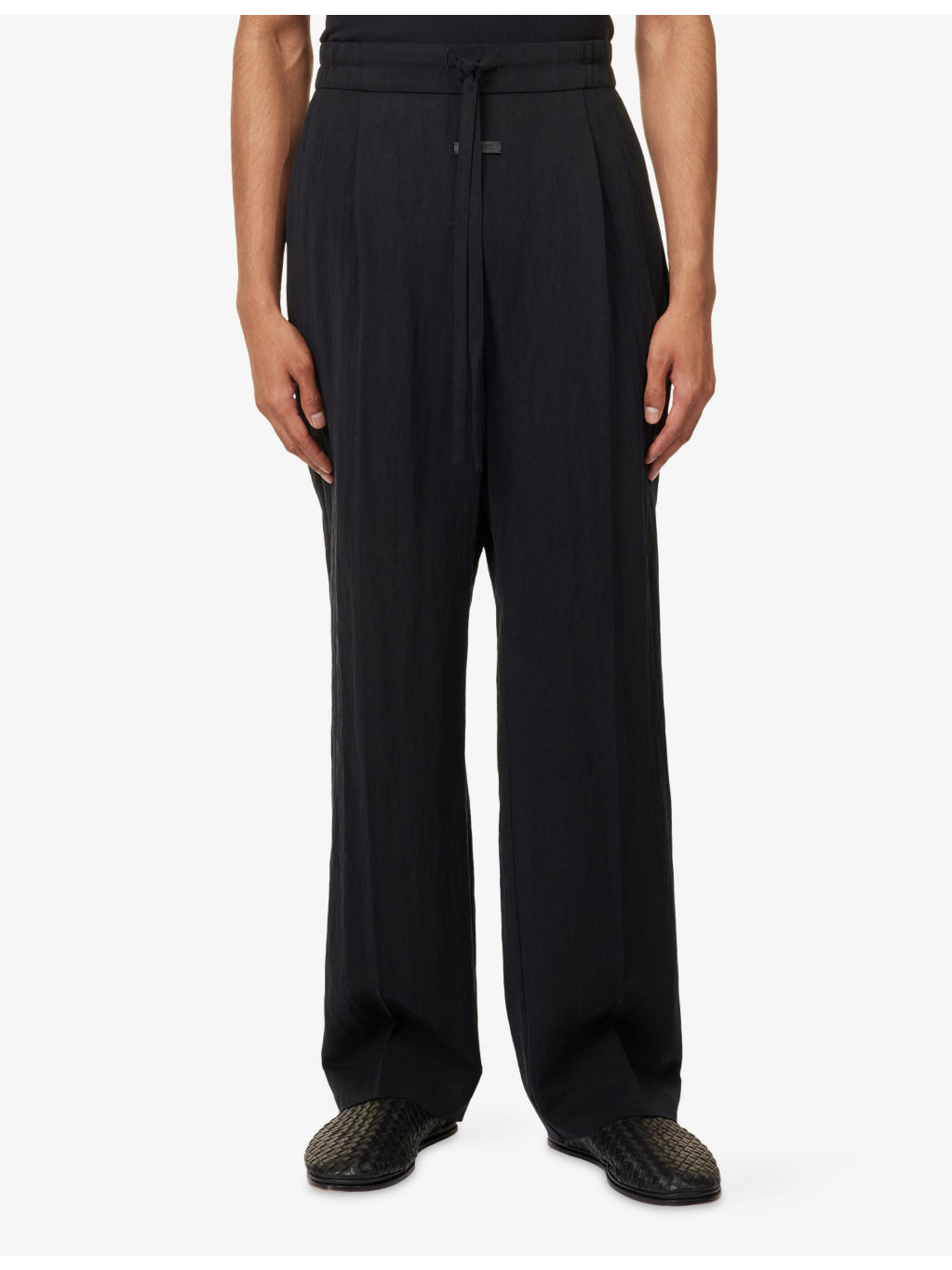 Drawstring Wide-Leg Woven Trousers - 3