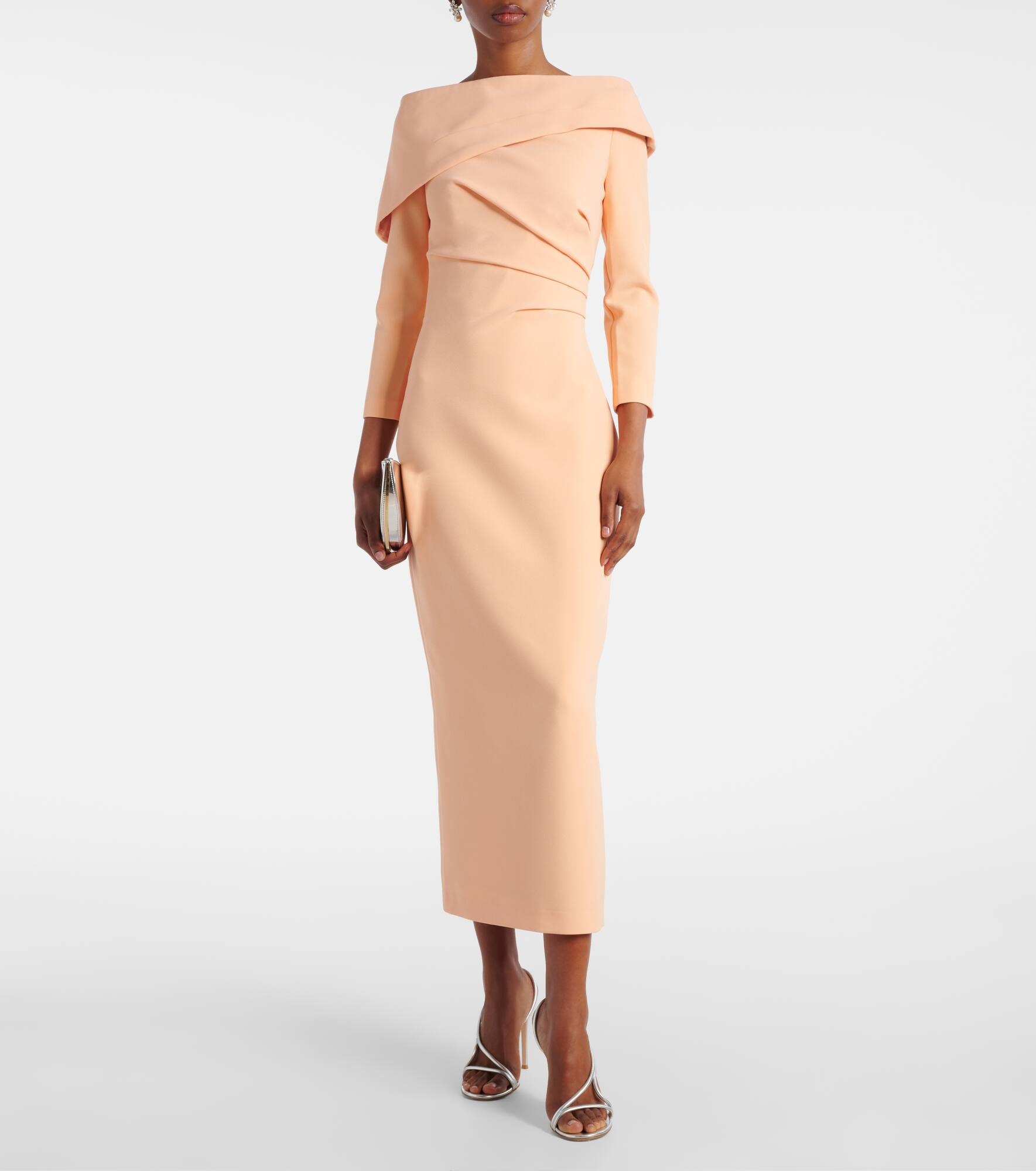 Off-shoulder crêpe midi dress - 2