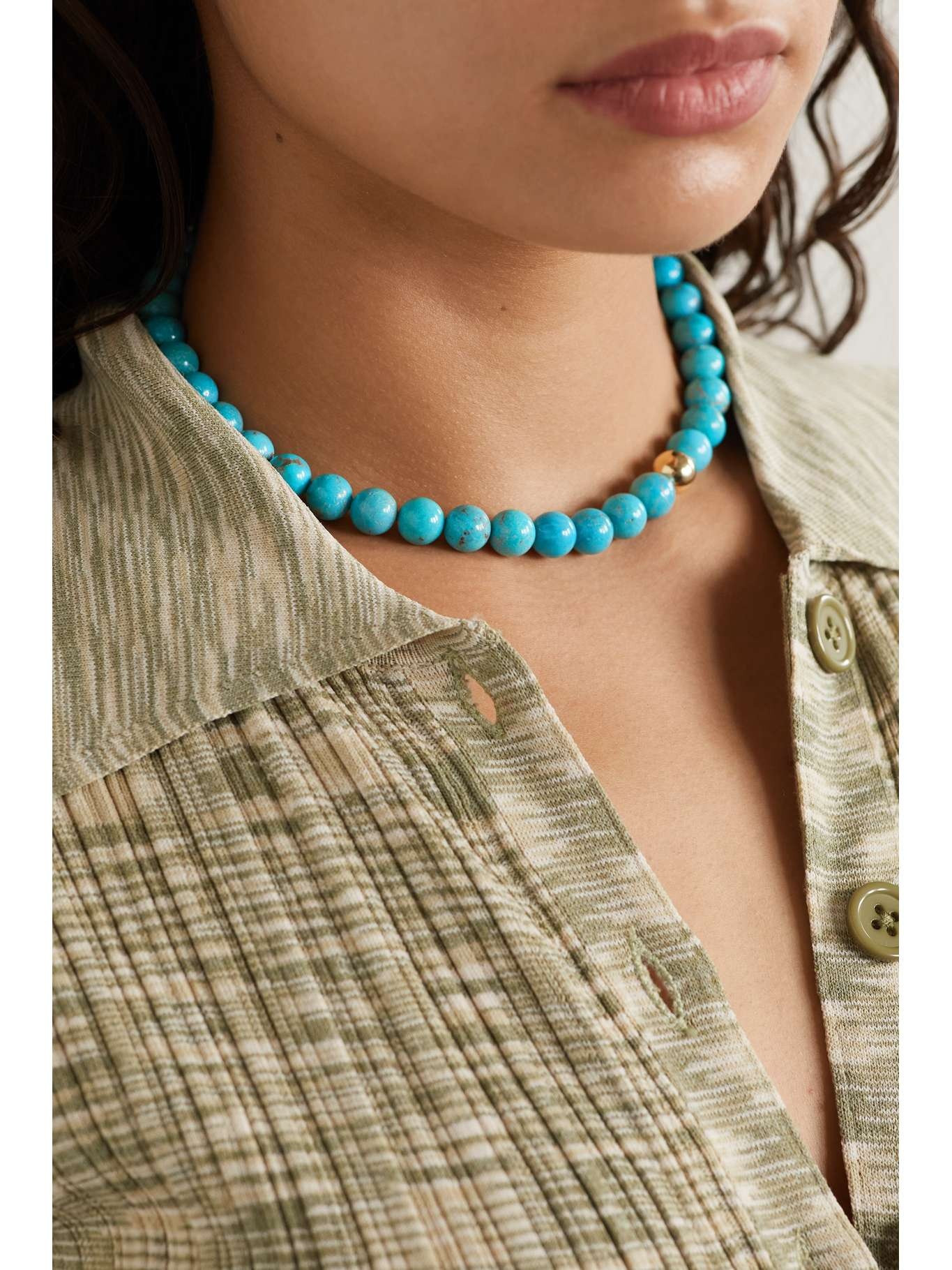 14-karat gold turquoise necklace - 2