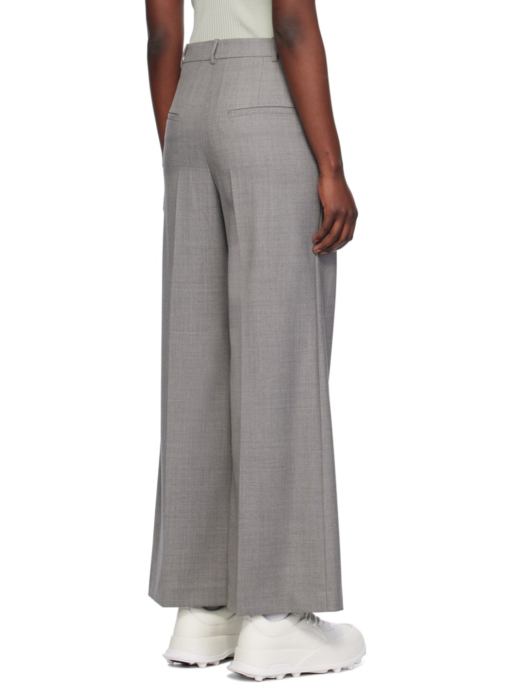 Gray Wide-Leg Trousers - 3