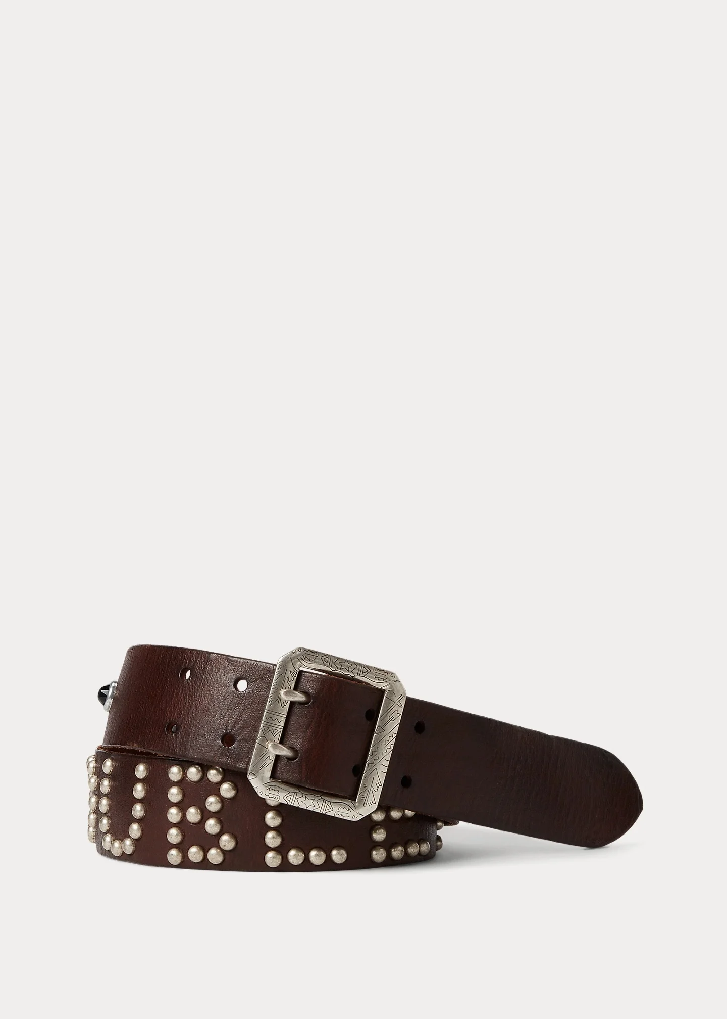 Studded-Logo Leather Belt - 1
