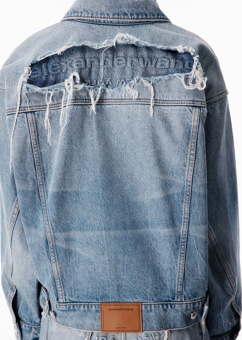 Alexander Wang GAME JACKET W/ LOGO DISTRESSING (AUTHENTIC LIGHT INDIGO) outlook