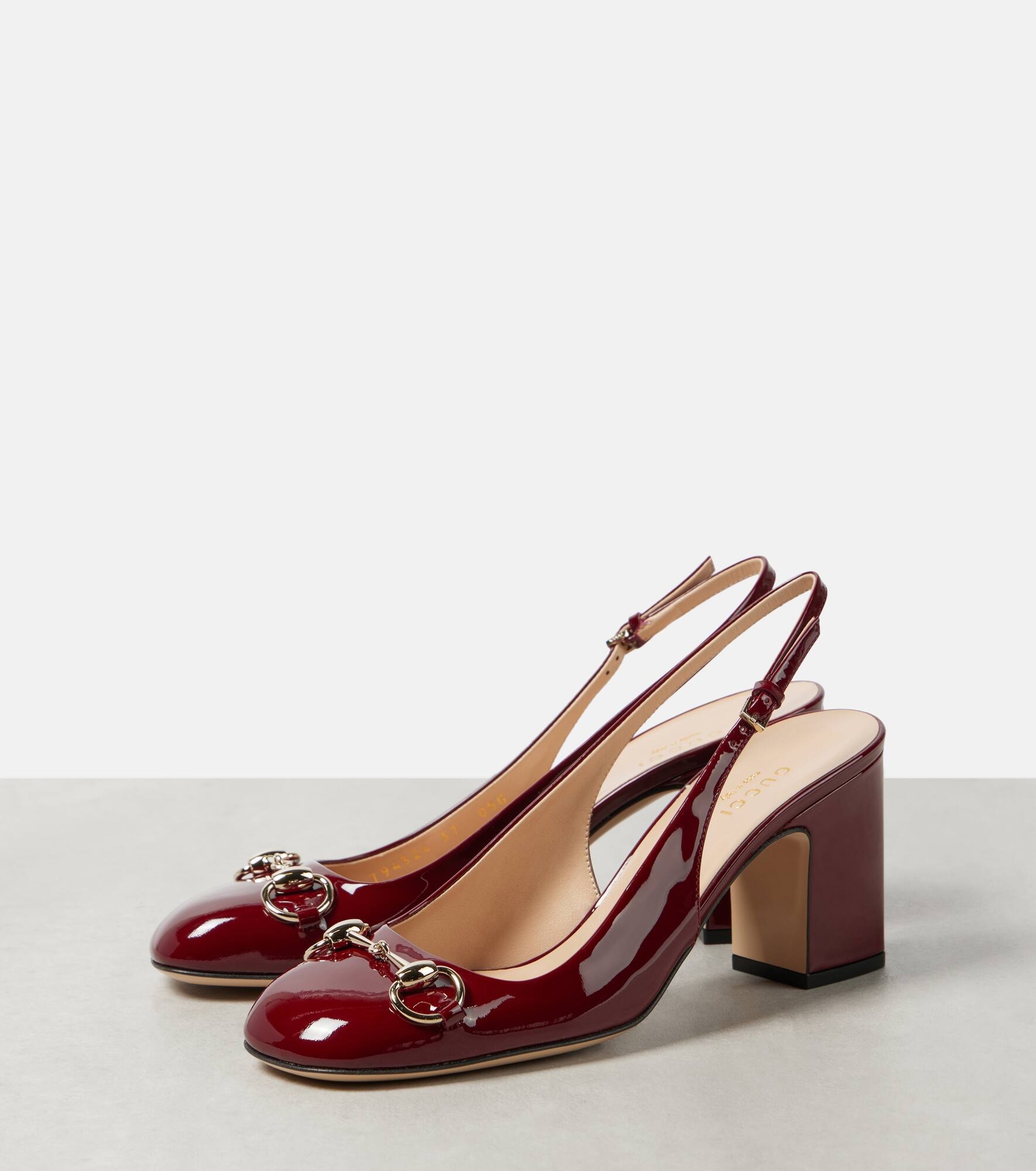 Horsebit patent leather slingback pumps - 5