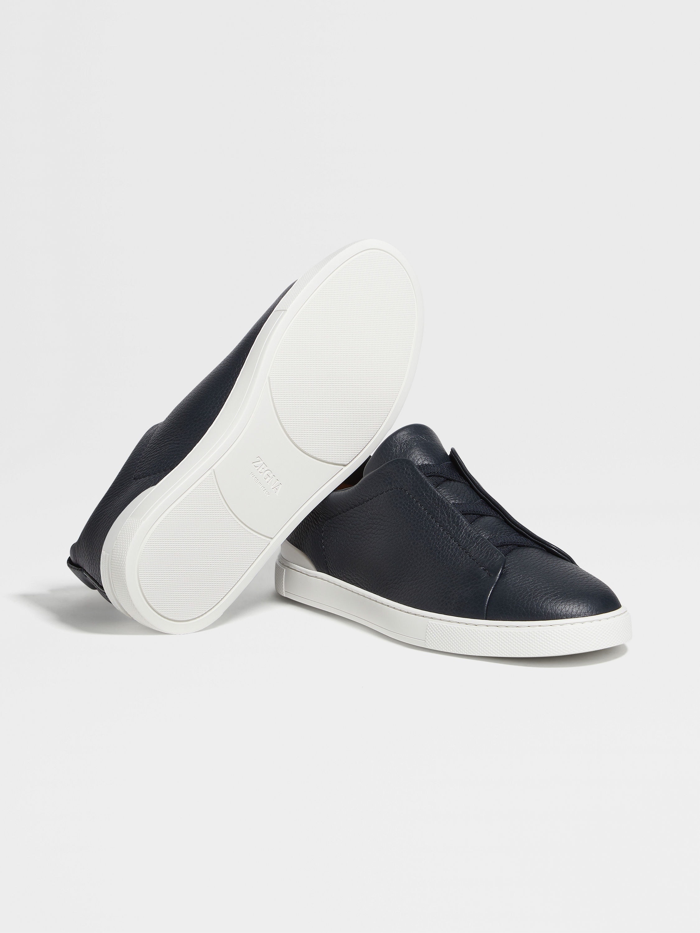 NAVY BLUE DEERSKIN TRIPLE STITCH™ SNEAKERS - 5