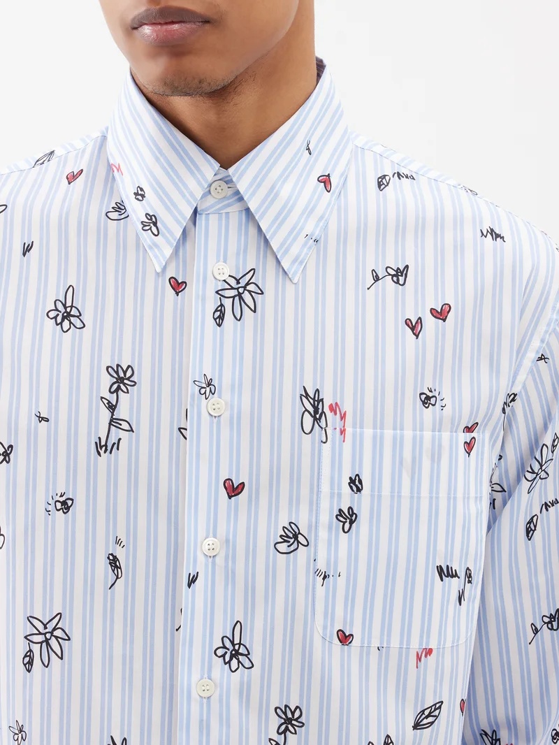 Magic Garden-print cotton-poplin shirt - 4